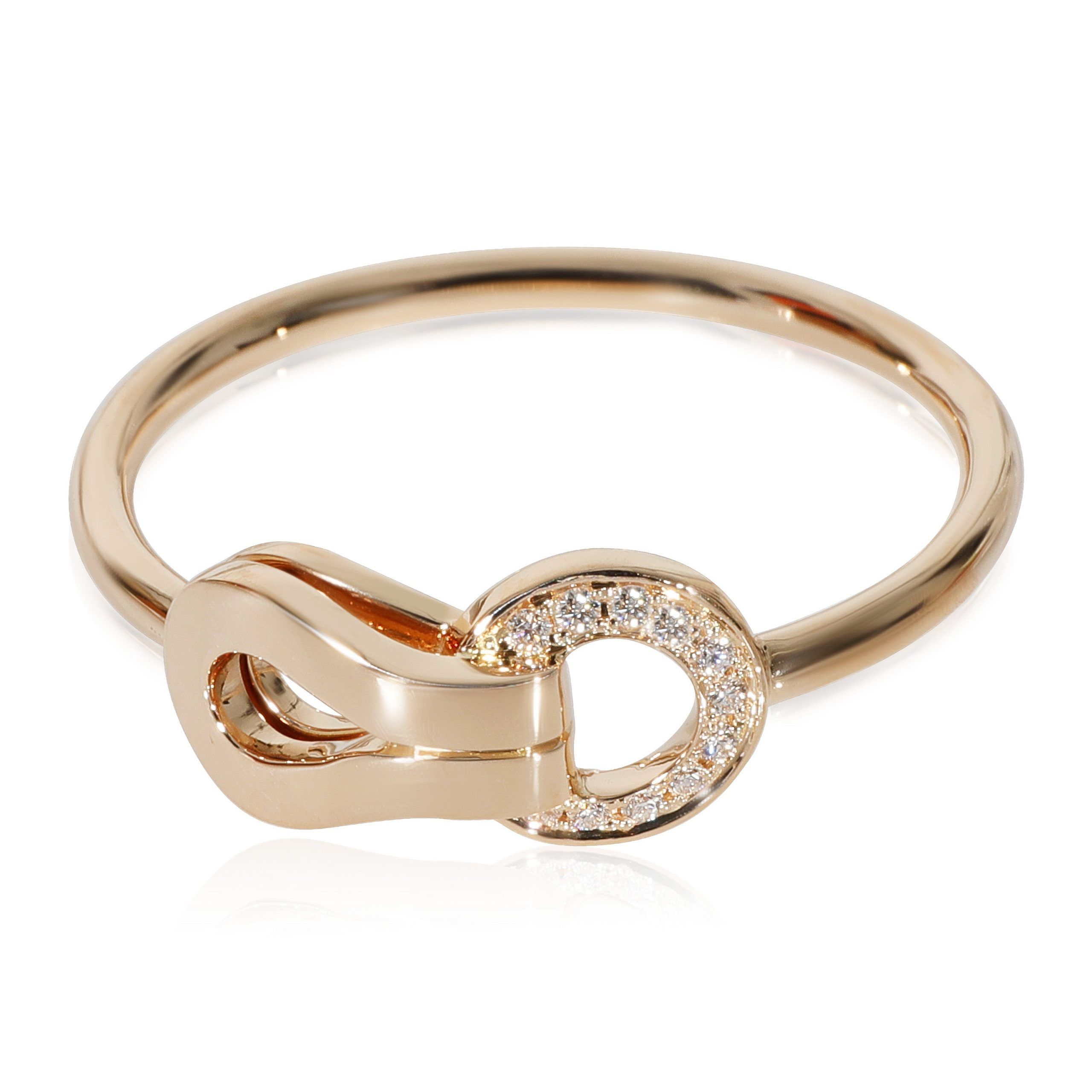 image of Cartier Agrafe Diamond Ring In 18K Rose Gold 0.03 Ctw, Women's