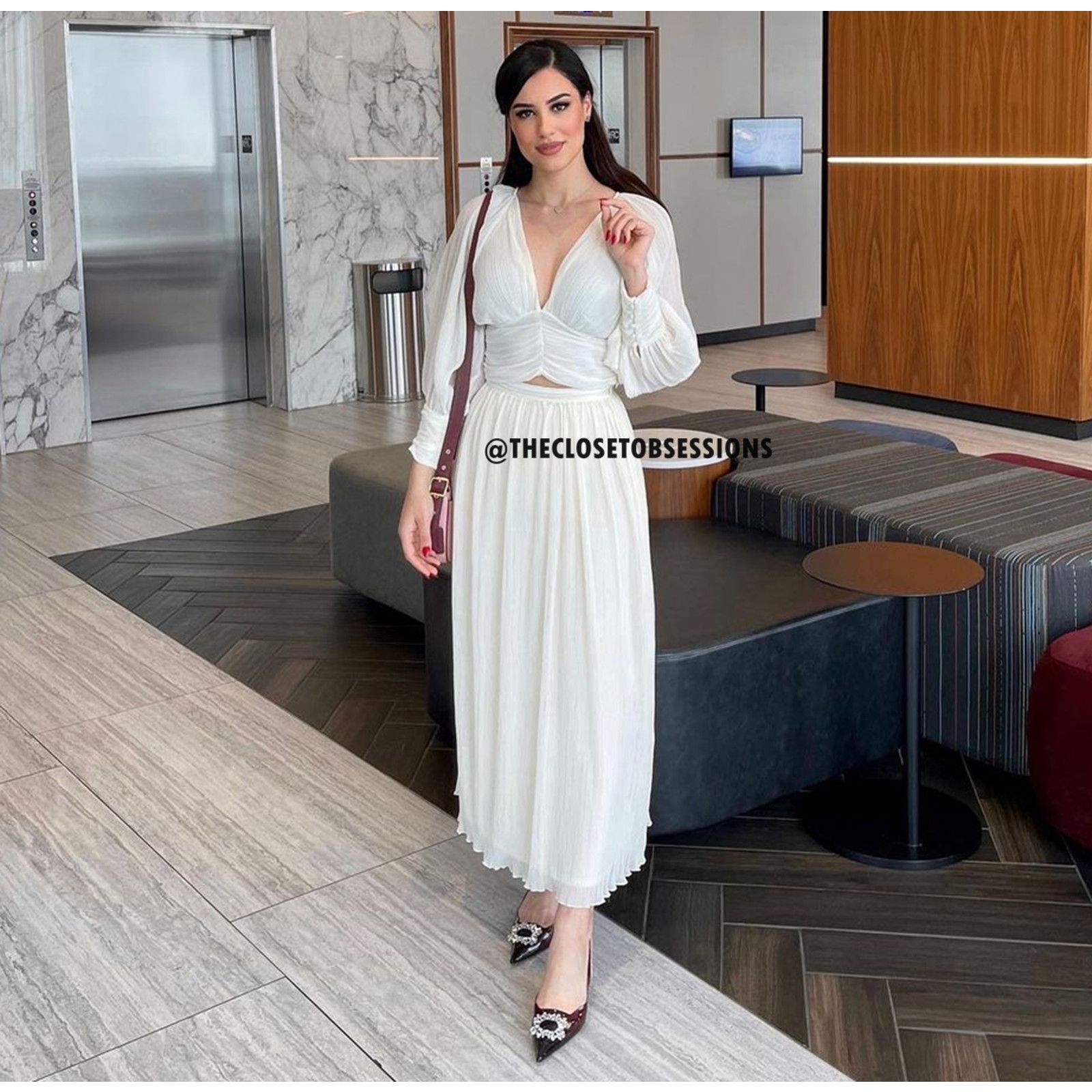Zara RARE!!! ZARA Co-Ord Set V-Neck Top + Flowy Maxi Skirt NWT Size L / US 10 / IT 46 - 6 Thumbnail