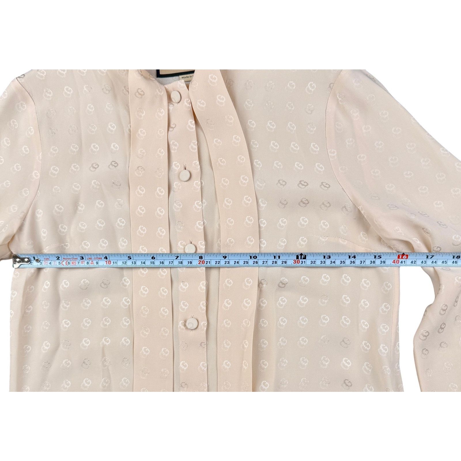Gucci Gucci Ecru GG silk jacquard blouse, self-tie neck bow Sz 36 Size XS / US 0-2 / IT 36-38 - 6 Thumbnail
