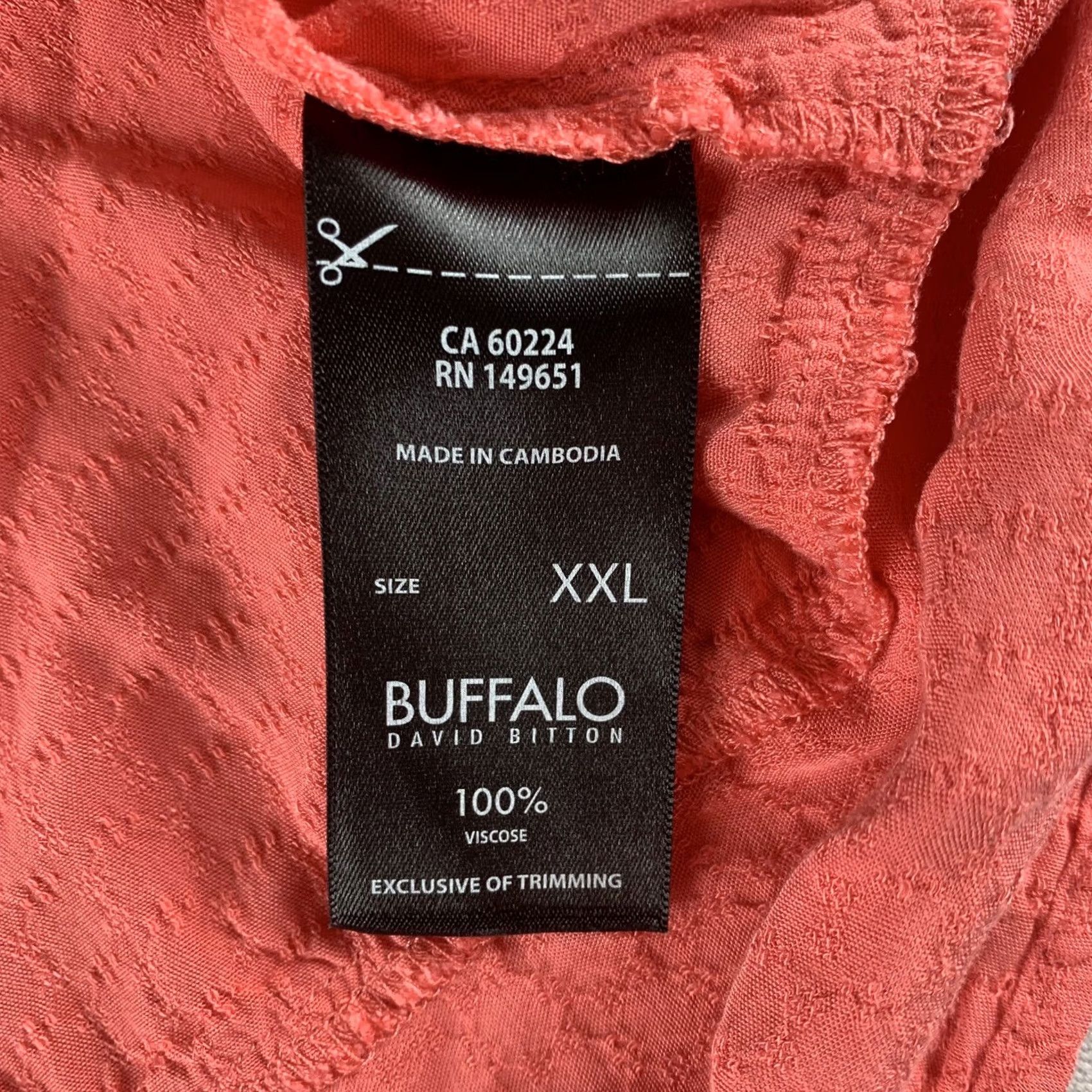 Buffalo David Bitton BUFFALO DAVID BITTON Blouse Womens XXL Coral Viscose Pullover Tie Waist Short Sleeve Size XXL / US 16-18 / IT 52-54 - 4 Thumbnail