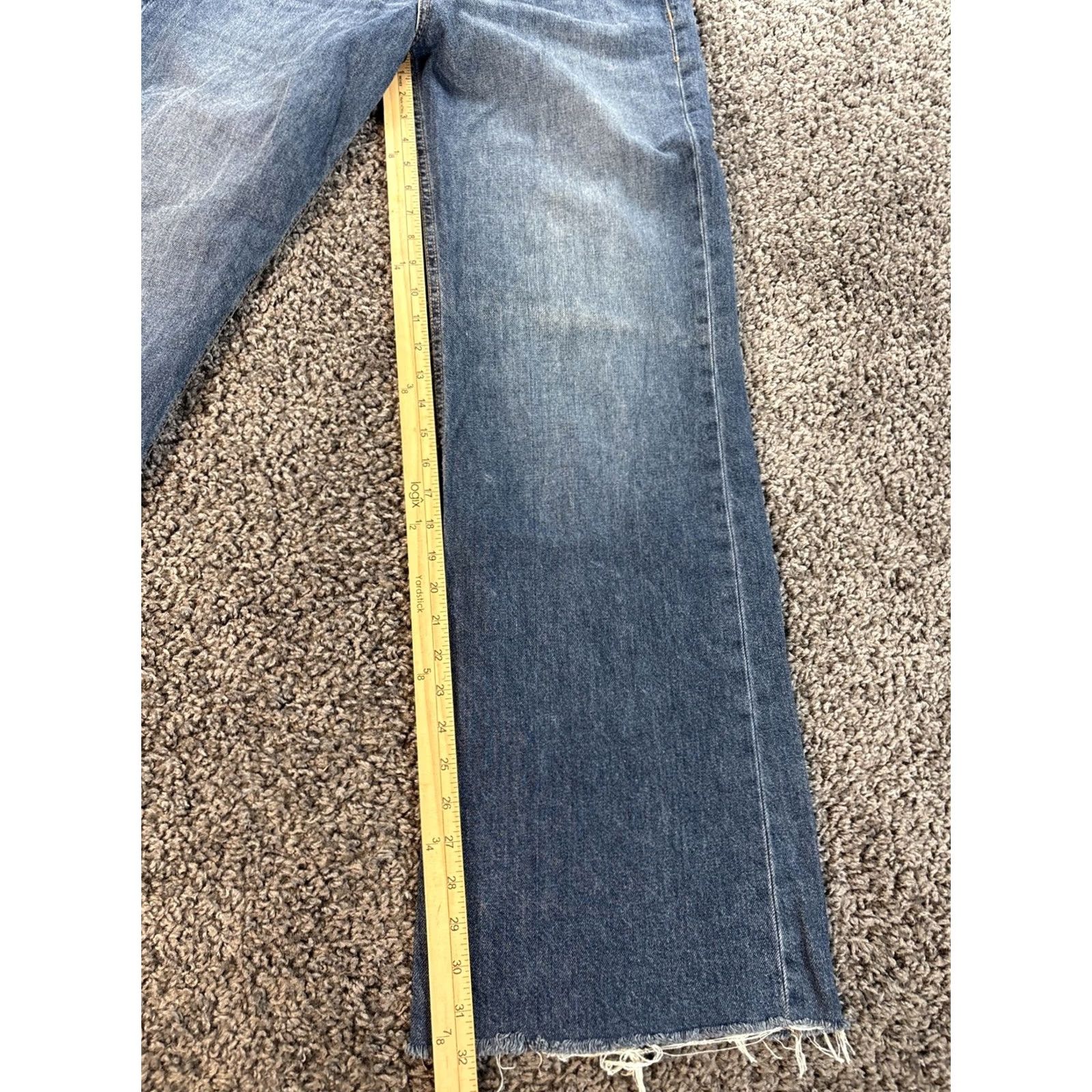Aeropostale AeroPOSTALE Jeans Womens 30x32 Wide-Leg High Rise Dark Frayed Distressed Pockets Denim Blue 100% Cotton Regular Jeans Womens Boys Girls Size 30" / US 8 / IT 44 - 2 Thumbnail