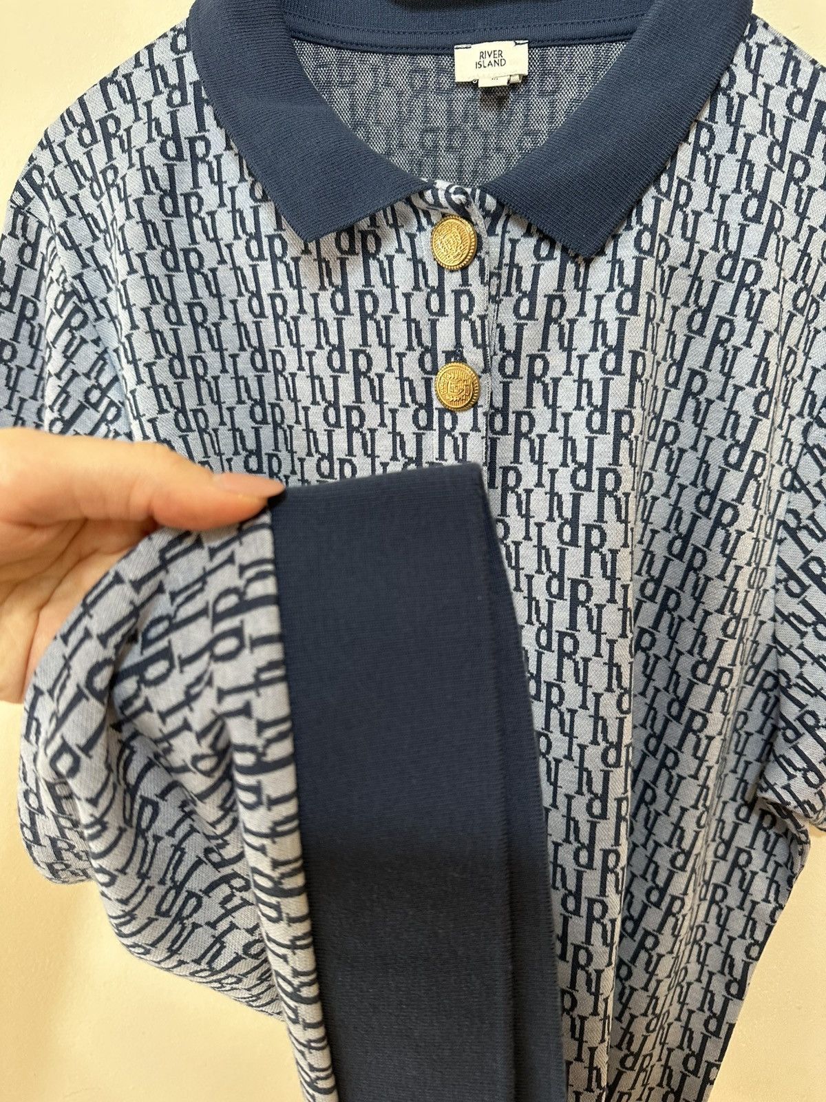 River Island × Vintage Polo T-shirt River Island Men Size US XL / EU 56 / 4 - 2 Thumbnail