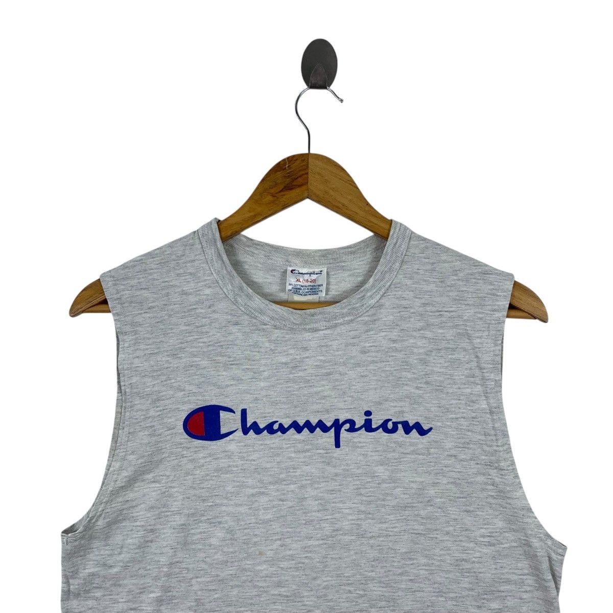 Champion Vintage 90s CHAMPION Brand Logo Print Sleeveless Grey Shirt Size US XL / EU 56 / 4 - 2 Thumbnail