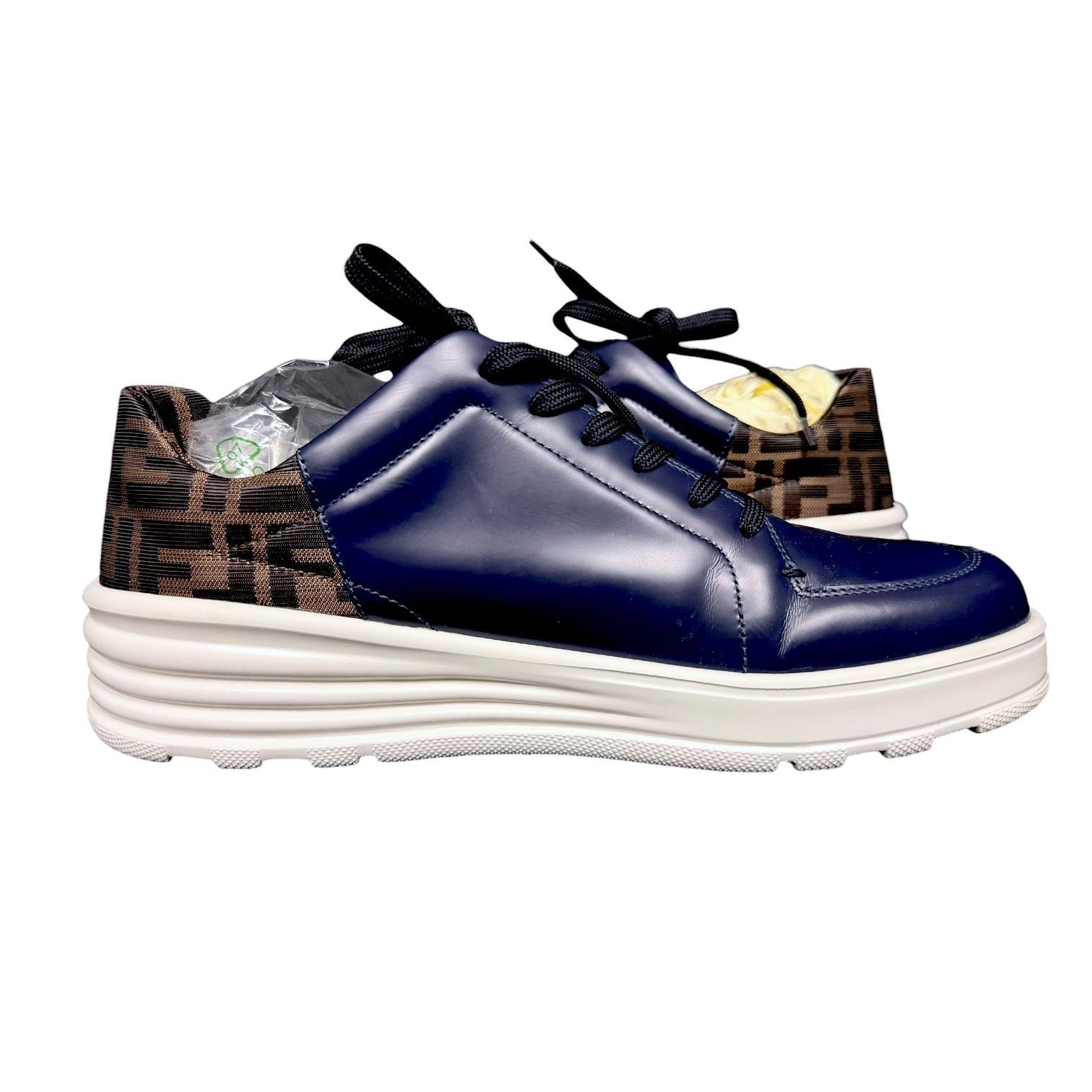 Fendi Men's Fendi FF Navy Zucca Low Top Leather Shoes US8 $975 Size US 8 / EU 41 - 7 Thumbnail