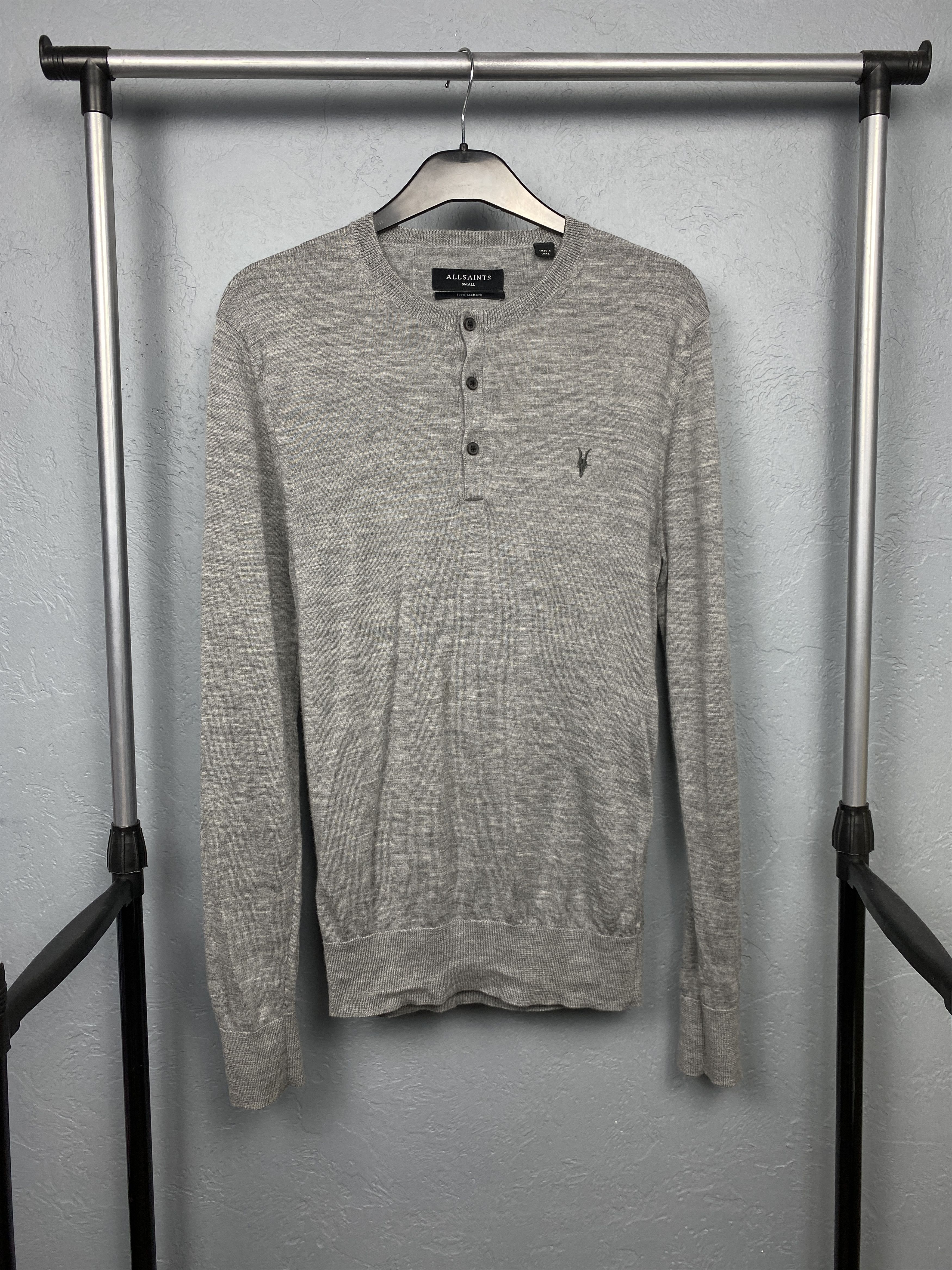 Allsaints × Vintage Allsaints Vintage Mode Merino Wool Henley Knit Sweater Size US S / EU 44-46 / 1 - 1 Thumbnail