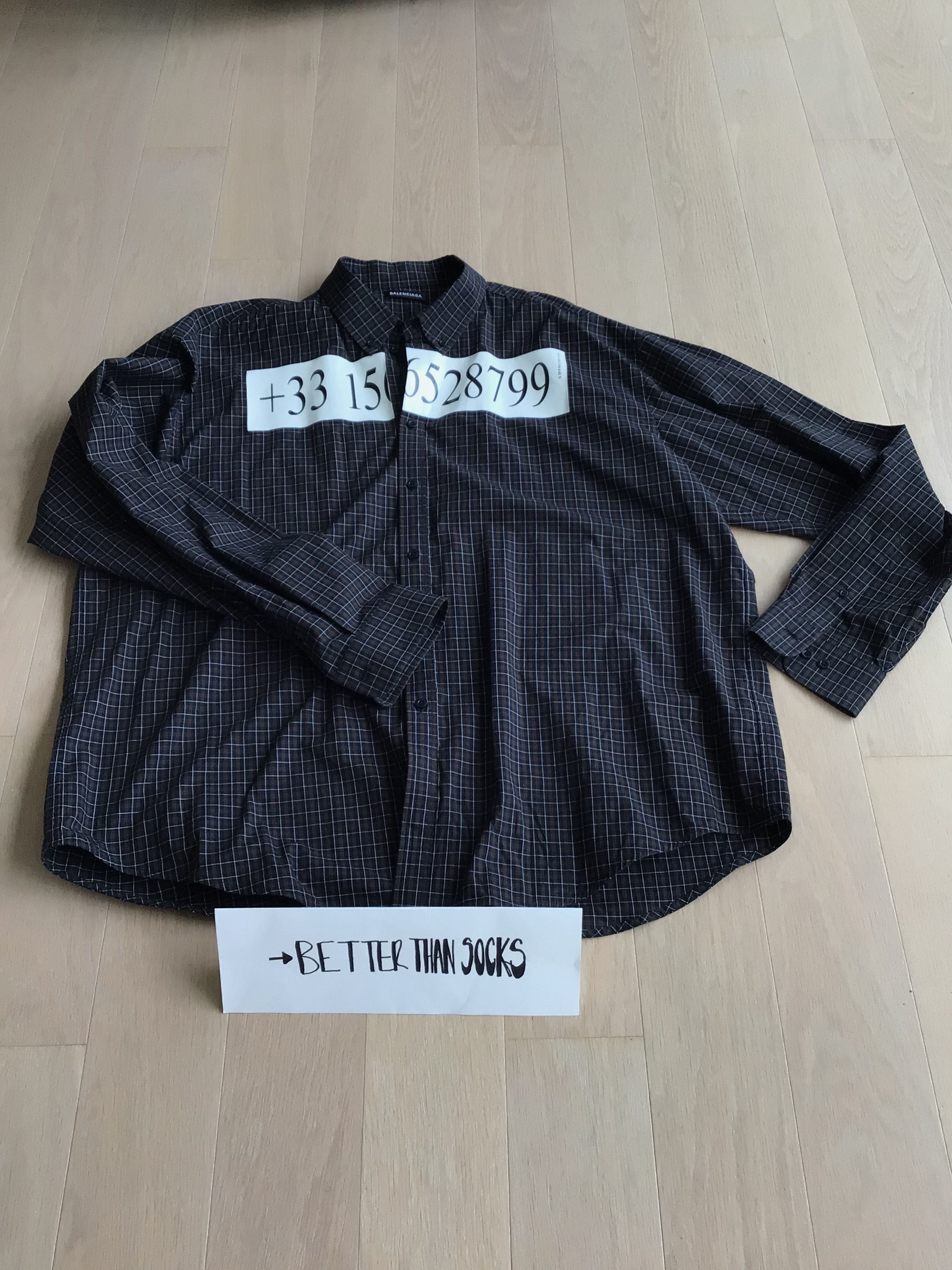 image of Balenciaga Phone Number Shirt Black, Men's (Size Medium)