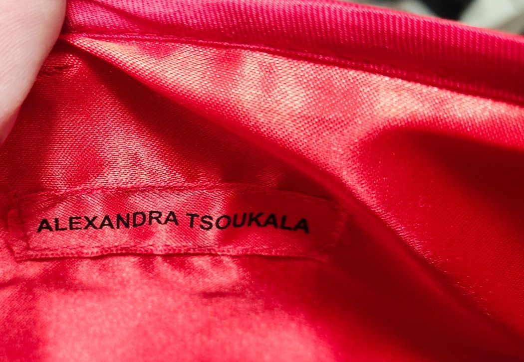 Other Alexandra Tsoukala Red Pleated Satin Fringe Clutch Bag Size ONE SIZE - 9 Thumbnail