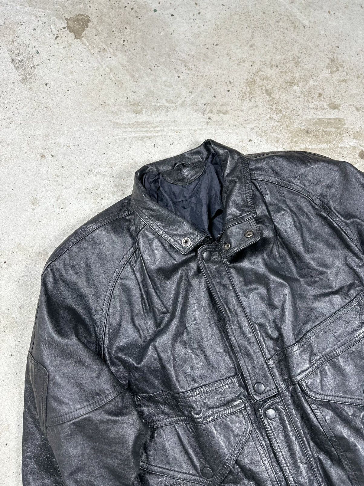 Vintage Vintage 90s Black Utility Leather Bomber Jacket Boxy archive Size US L / EU 52-54 / 3 - 6 Thumbnail