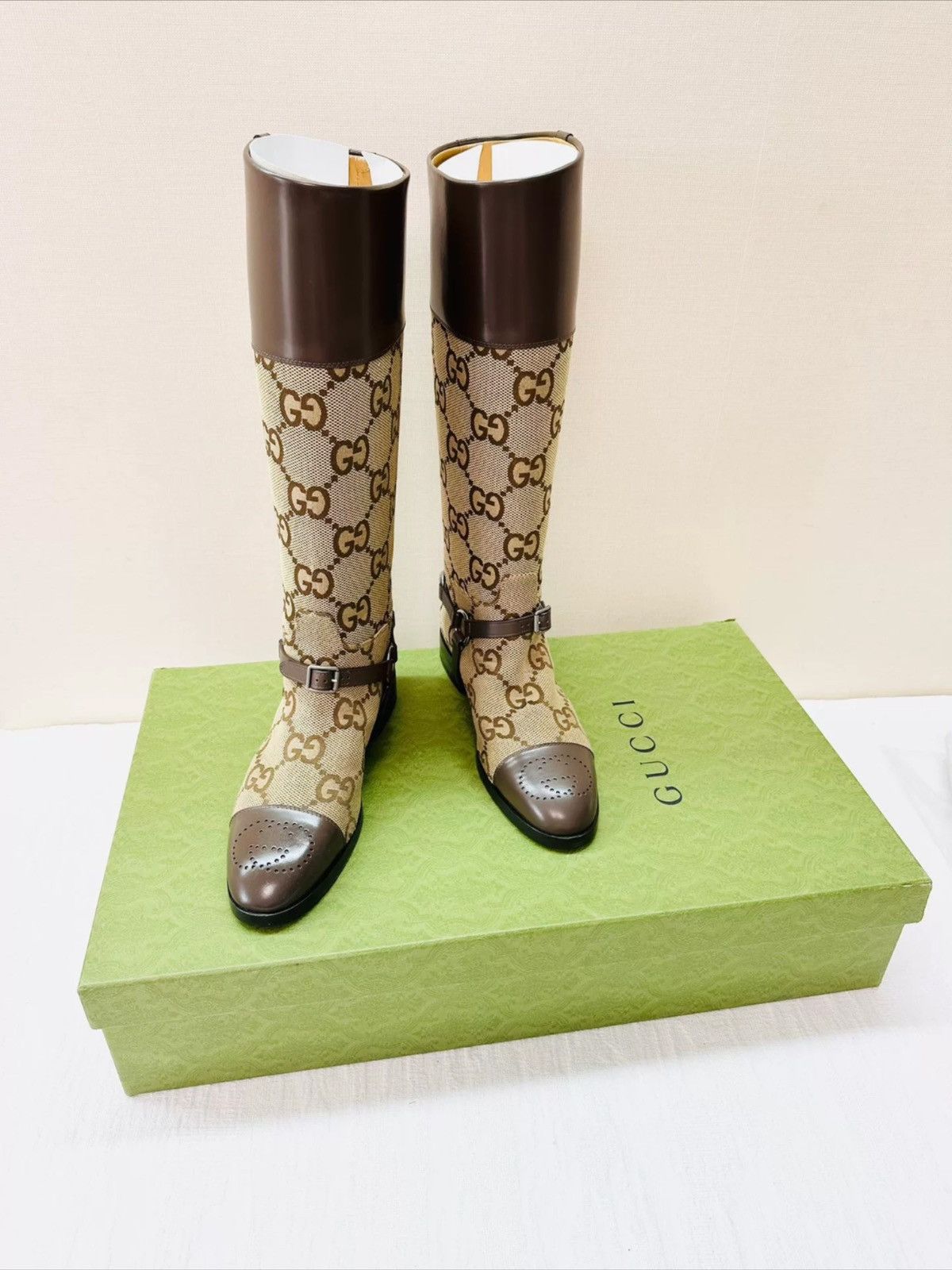 Gucci GG CANVAS & LEATHER KNEE BOOTS Size US 10 / EU 43 - 4 Thumbnail