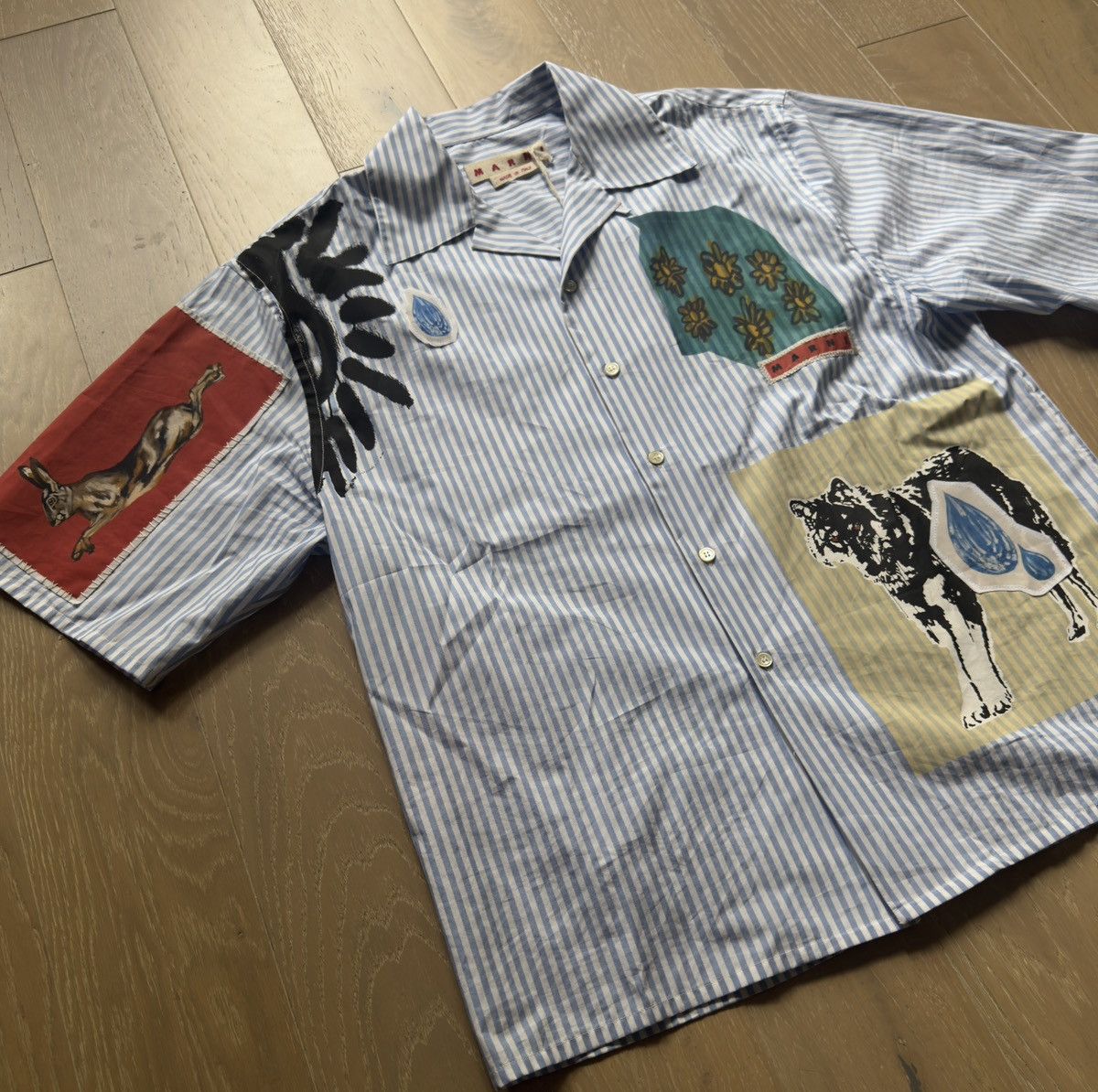 Marni Marni Striped Patchwork Shirt Size US M / EU 48-50 / 2 - 3 Thumbnail