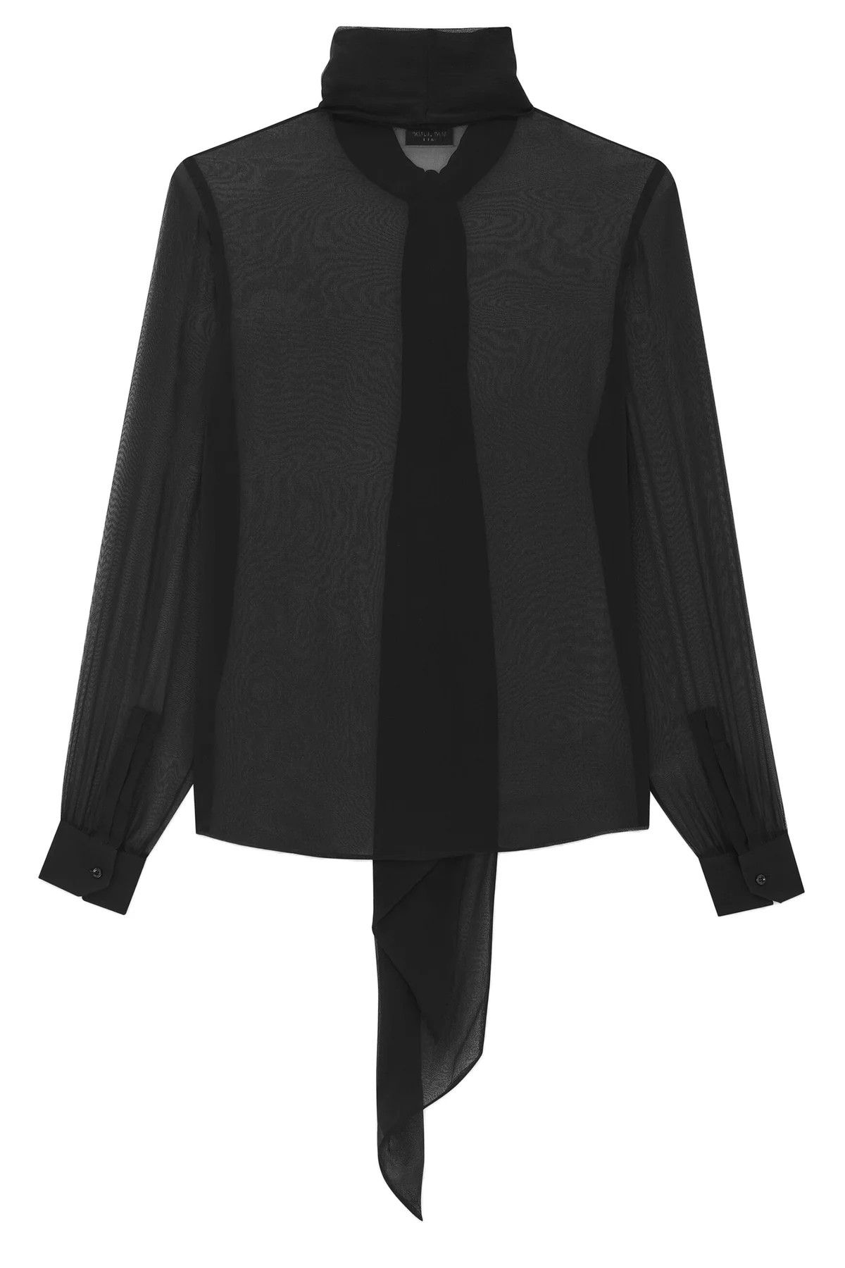 Saint Laurent Paris o1b1hav111224 Lavalliere Neck Shirt in Silk Muslin in Black Size US S / EU 44-46 / 1 - 2 Thumbnail