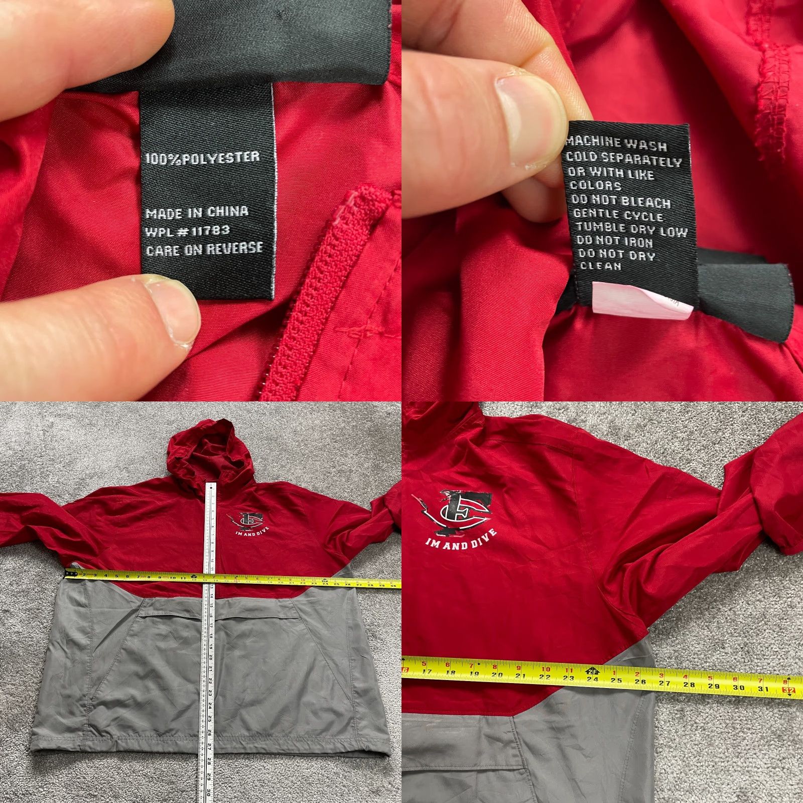 Holloway Holloway Hoodie Windbreaker Jacket Unisex Adults XL Red Gray 1/2 Zip Anorak Sports Comfort Breathable Pockets Logo Size US XL / EU 56 / 4 - 8 Thumbnail