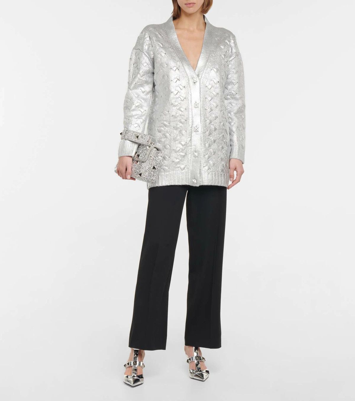 Valentino o1y0326 Cardigan in Silver Size S / US 4 / IT 40 - 4 Thumbnail