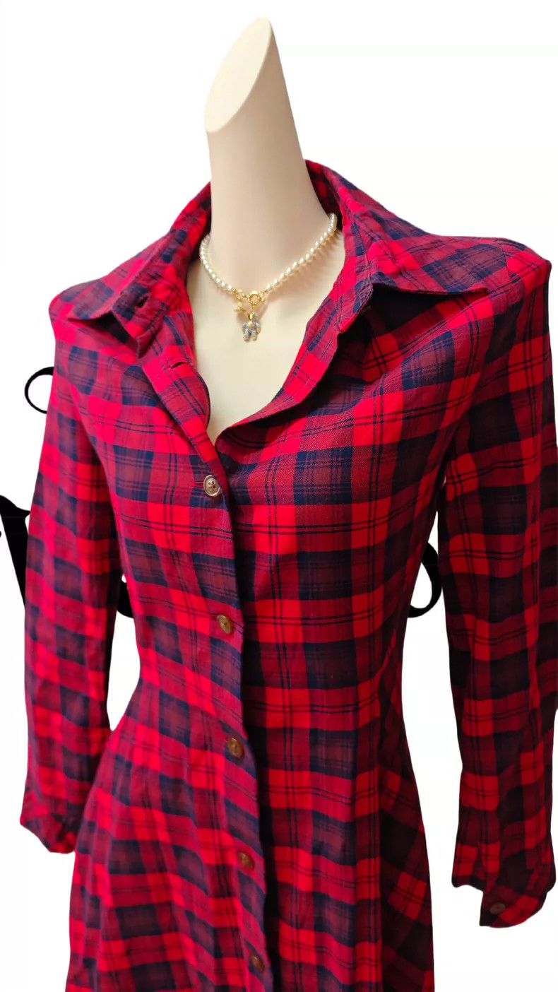 Vivienne Westwood Vivienne Westwood Red checkered long-sleeved shirt dress Size S / US 4 / IT 40 - 6 Thumbnail