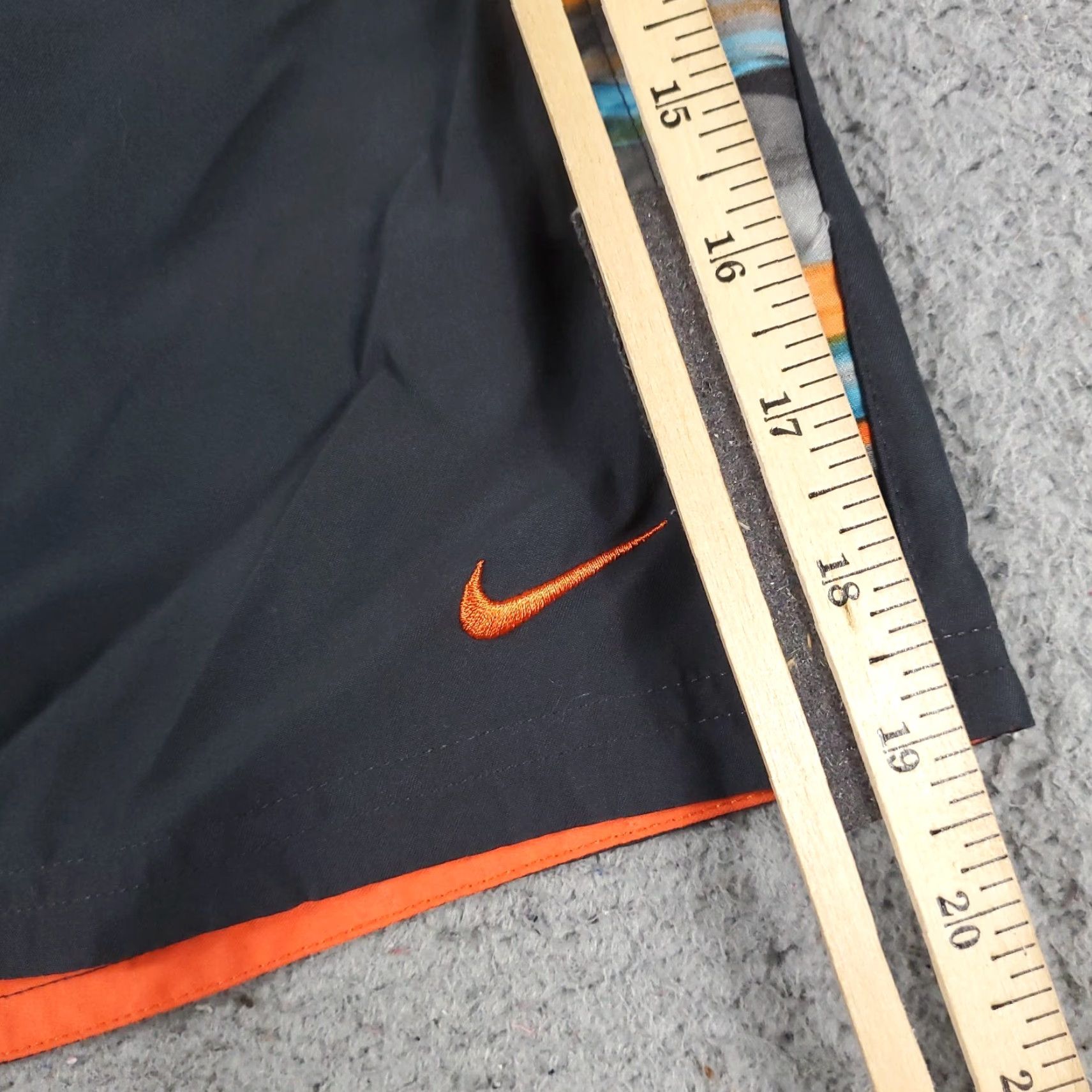 Nike Nike Shorts Mens Large Gray Orange Swoosh Lace Tie Beach Board Swim Trunks Size US 33 - 5 Thumbnail