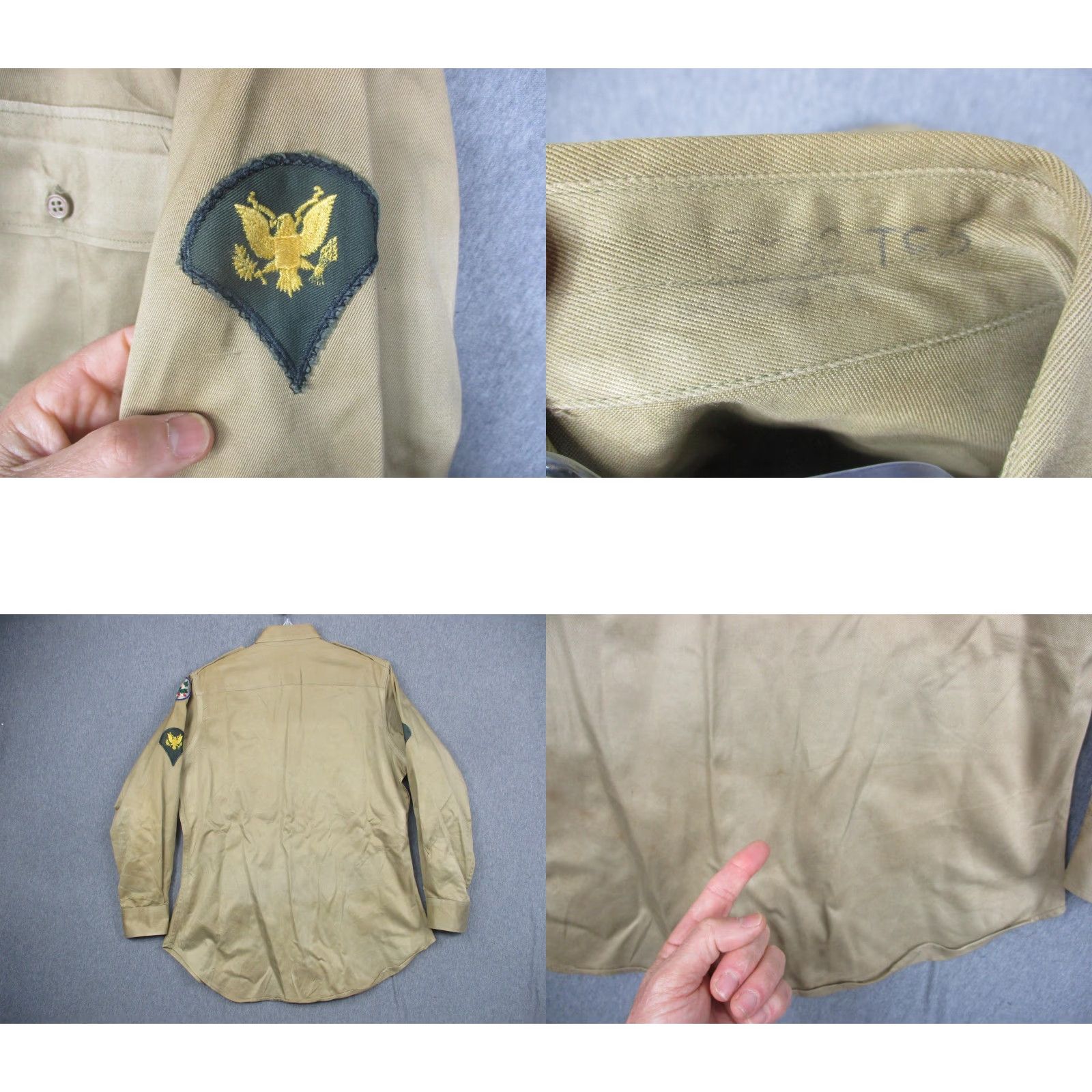 Vintage VINTAGE US Army Shirt Mens Large Khaki Twill Cotton WWII Engineers Patches 40s Button-Up Size US L / EU 52-54 / 3 - 8 Thumbnail