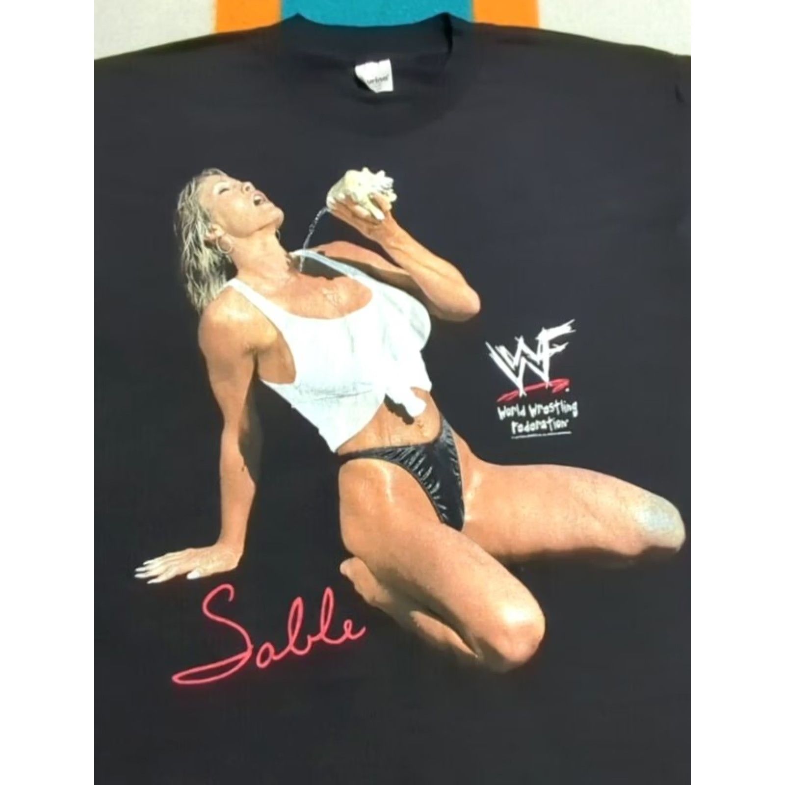 Vintage VINTAGE WWF Sable "Seashell" Shirt Made In USA 1998 Wrestling WWE Rare Large Size US L / EU 52-54 / 3 - 2 Thumbnail