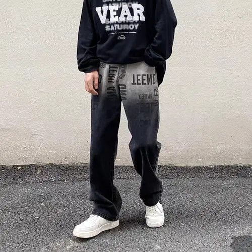 VIBE High Street Washed Distressed Gradient Letter Print Jeans Size US 30 / EU 46 - 8 Thumbnail