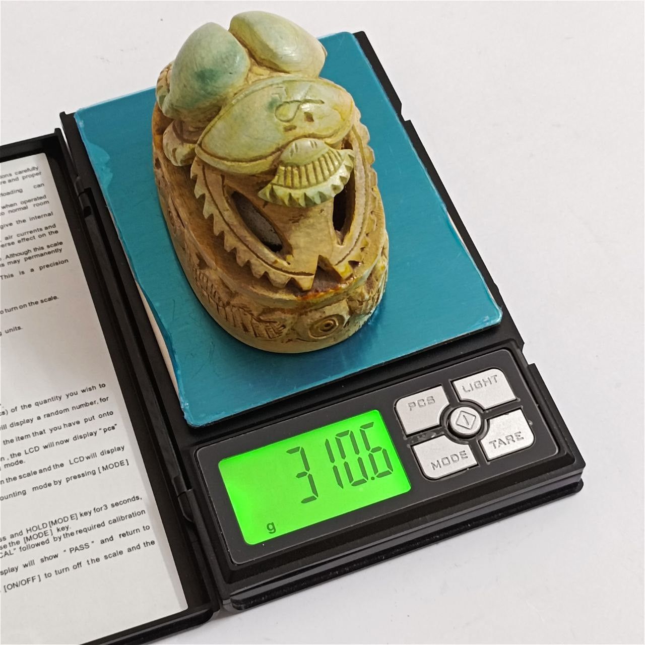 Handmade Hand-carved Egyptian scarab figurine, antique stone art Size ONE SIZE - 3 Thumbnail