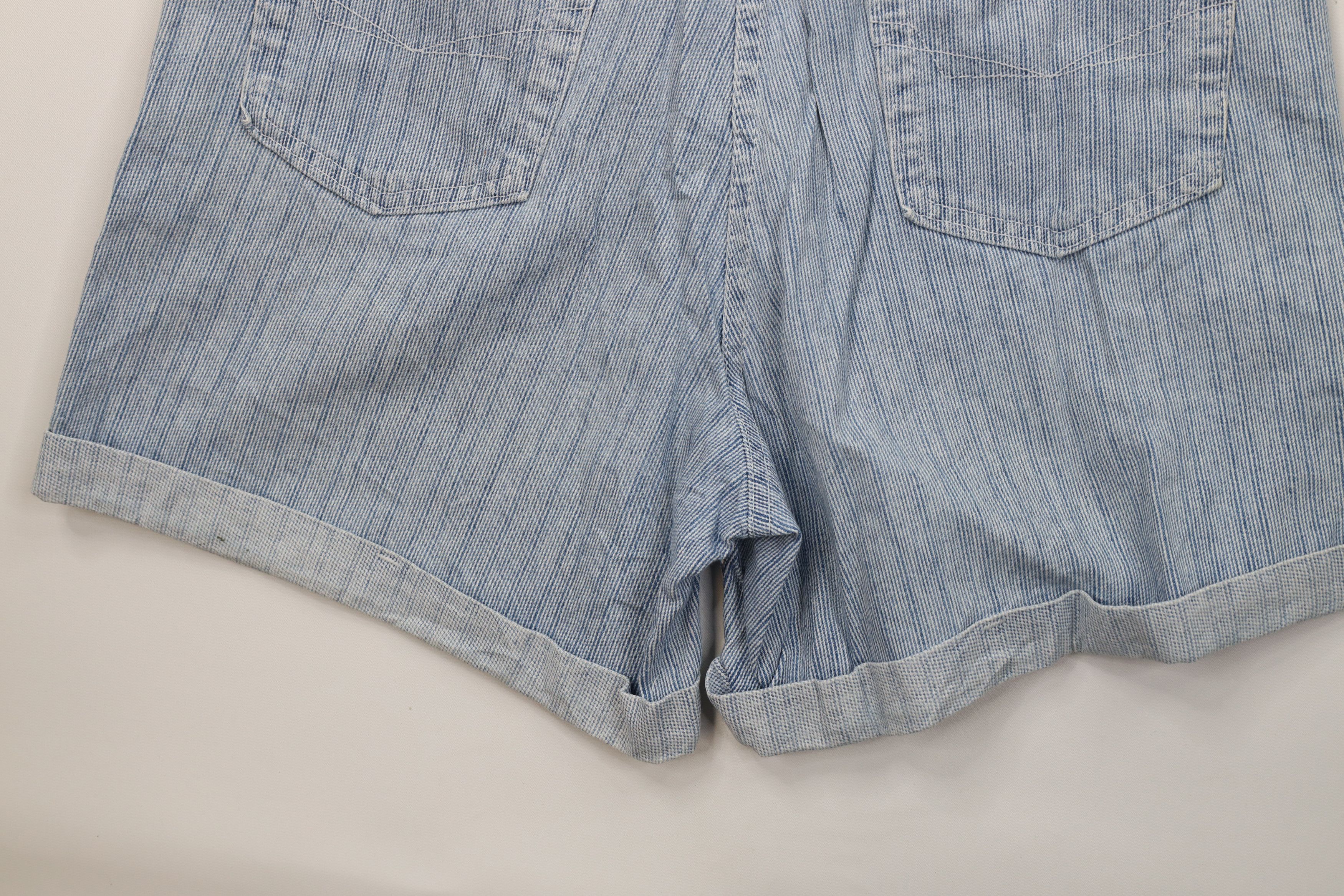Vintage Vintage 90s Streetwear Hickory Cuffed Denim Shorts USA Size 32" / US 10 / IT 46 - 10 Thumbnail