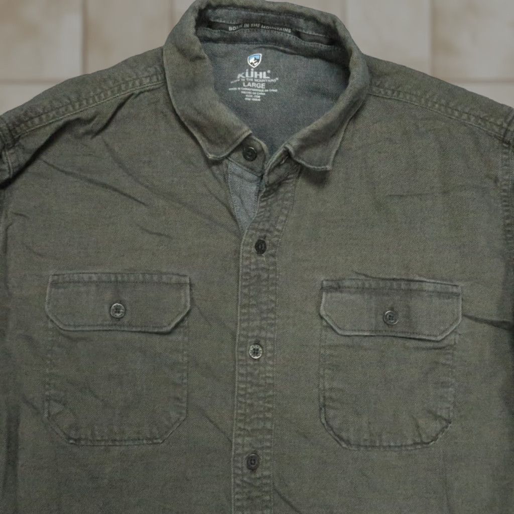 Vintage Kuhl Shirt Men L Gray Flannel Long Sleeve Button-Up Casual Lightweight Breathable Cotton Lyocell Size US L / EU 52-54 / 3 - 1 Thumbnail