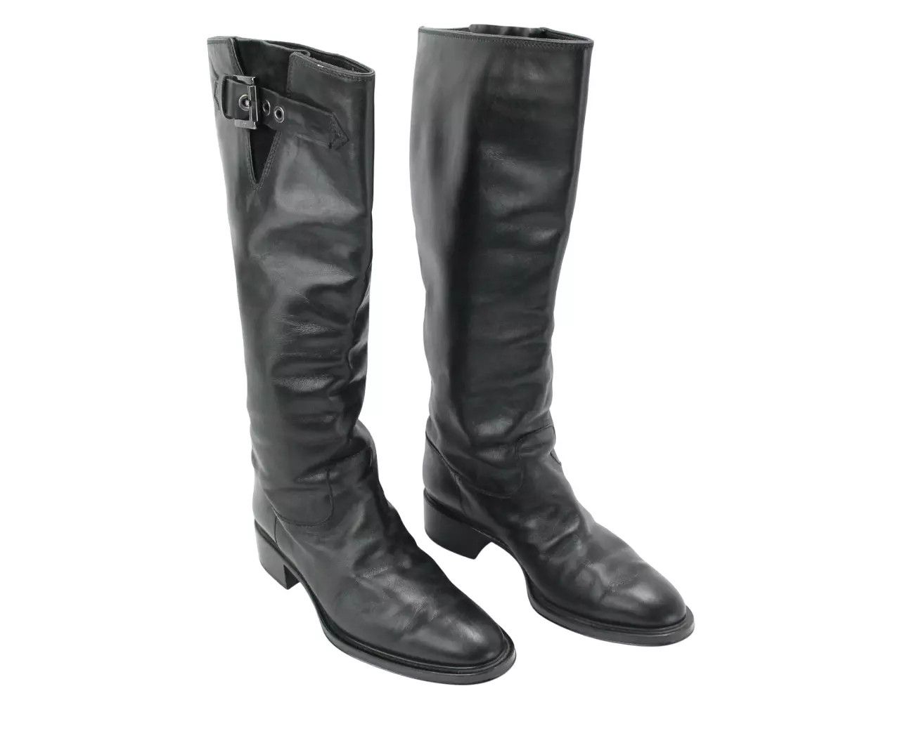 Tod's TOD'S Shoes Women's EU 37 Black Leather Block Heel Mid Top Size US 7 / IT 37 - 1 Thumbnail