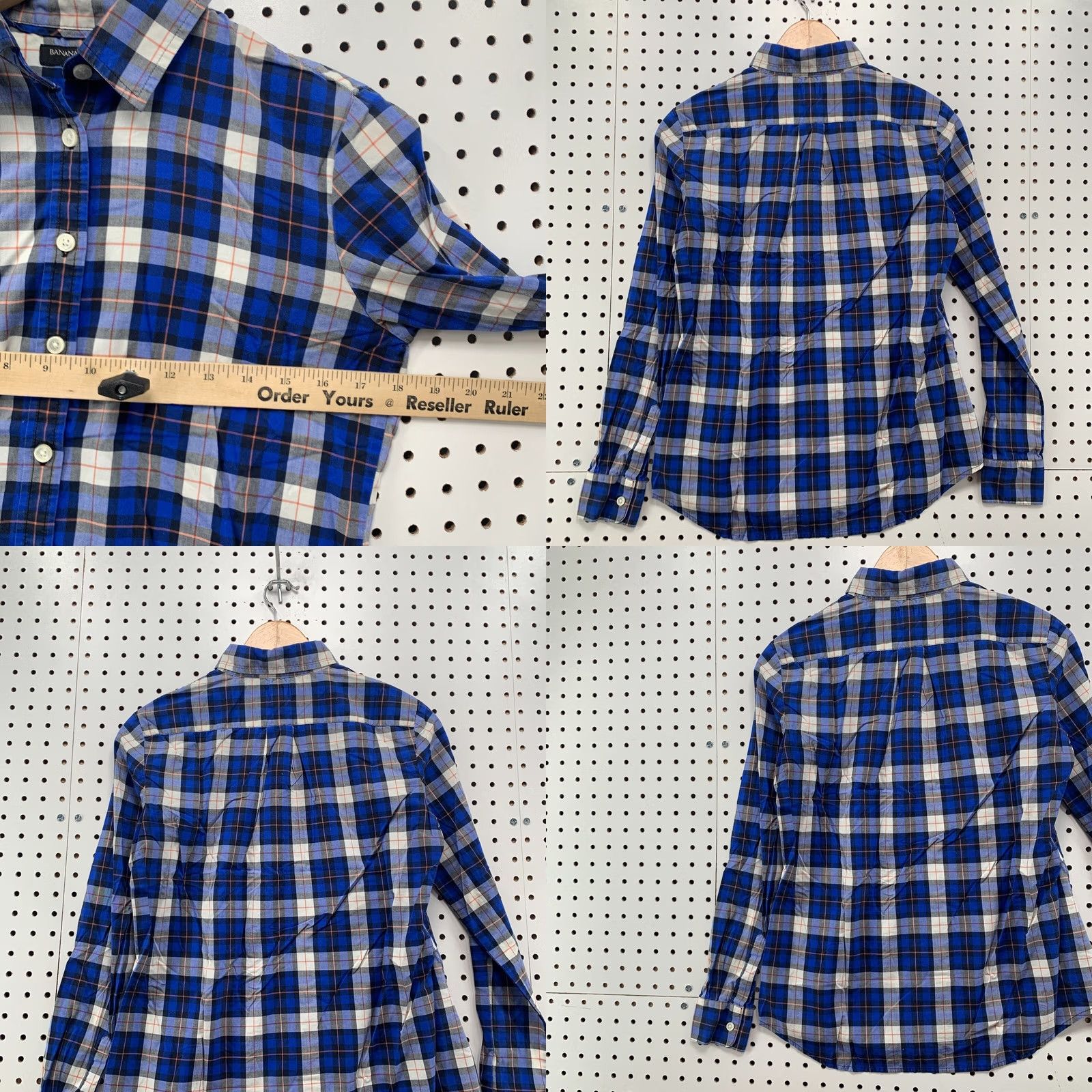 Banana Republic Banana Republic Plaid Button-Up Shirt Womens XS Long Sleeve Blue Black Size XS / US 0-2 / IT 36-38 - 9 Thumbnail