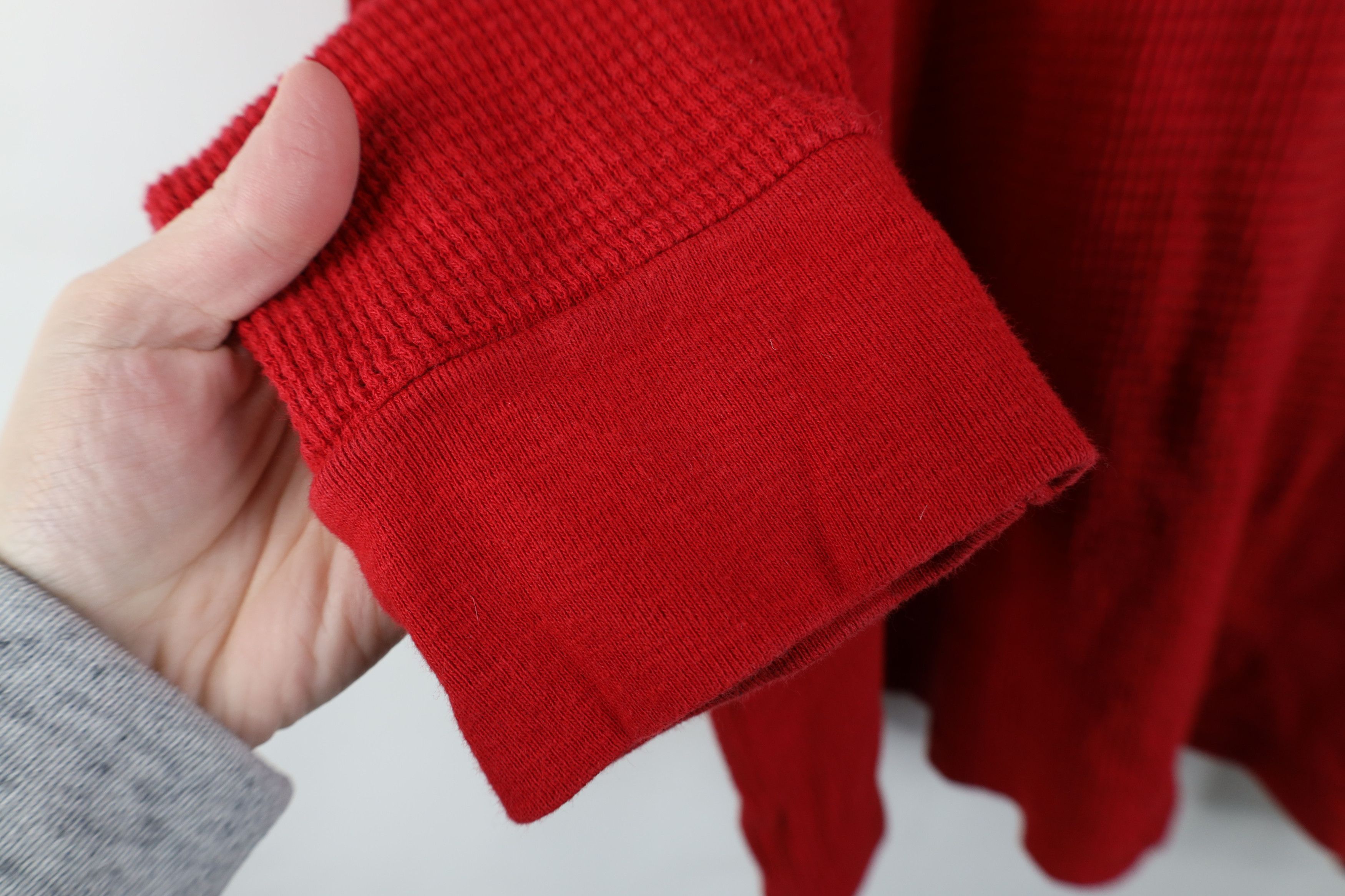 Ralph Lauren Vintage 90s Ralph Lauren Waffle Knit Henley Hoodie Red Size US XXL / EU 58 / 5 - 7 Thumbnail