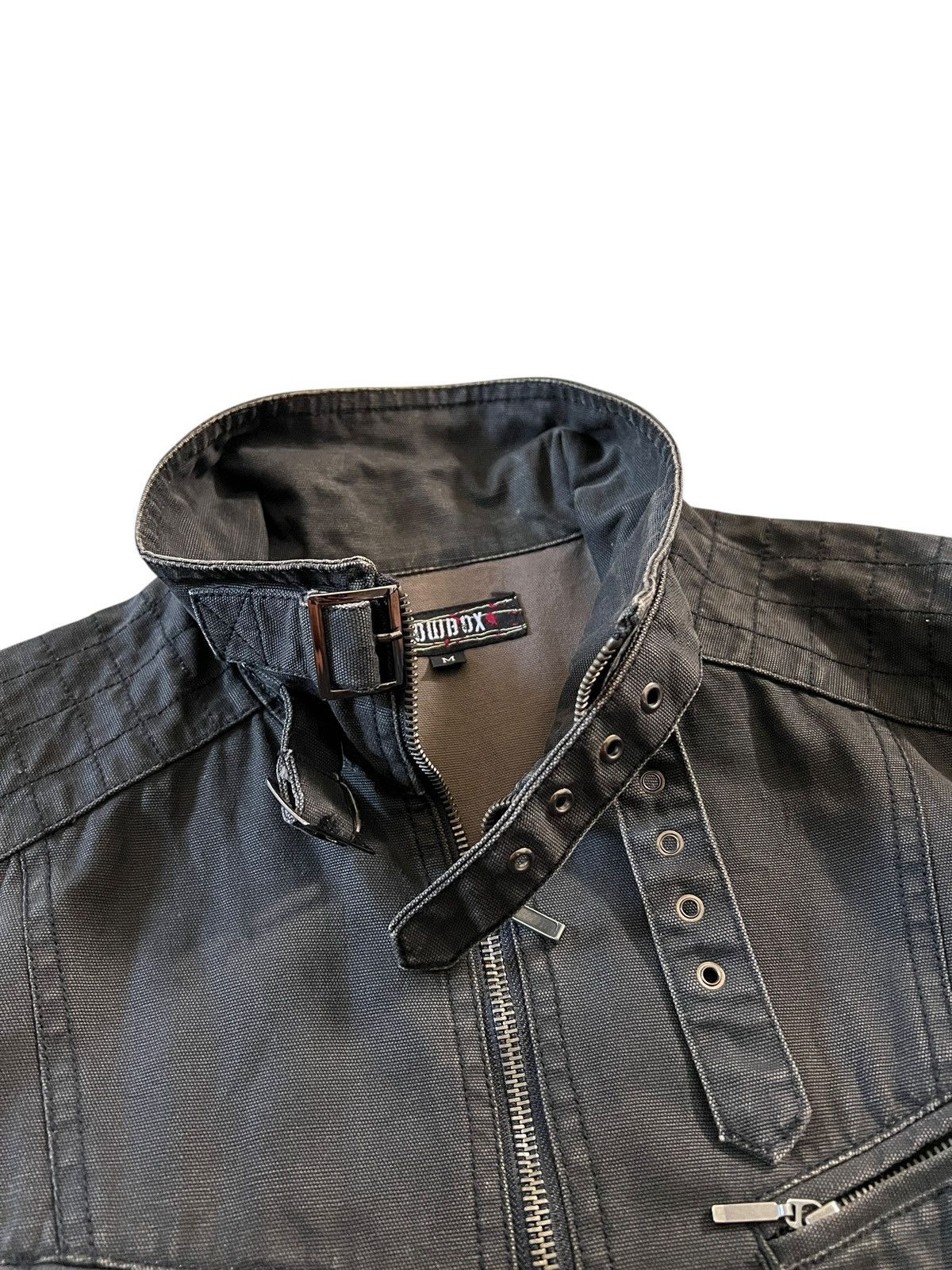 LOWBOX 2000s Lowbox Washed Black Lace-Up Biker Jacket Size US M / EU 48-50 / 2 - 12 Thumbnail