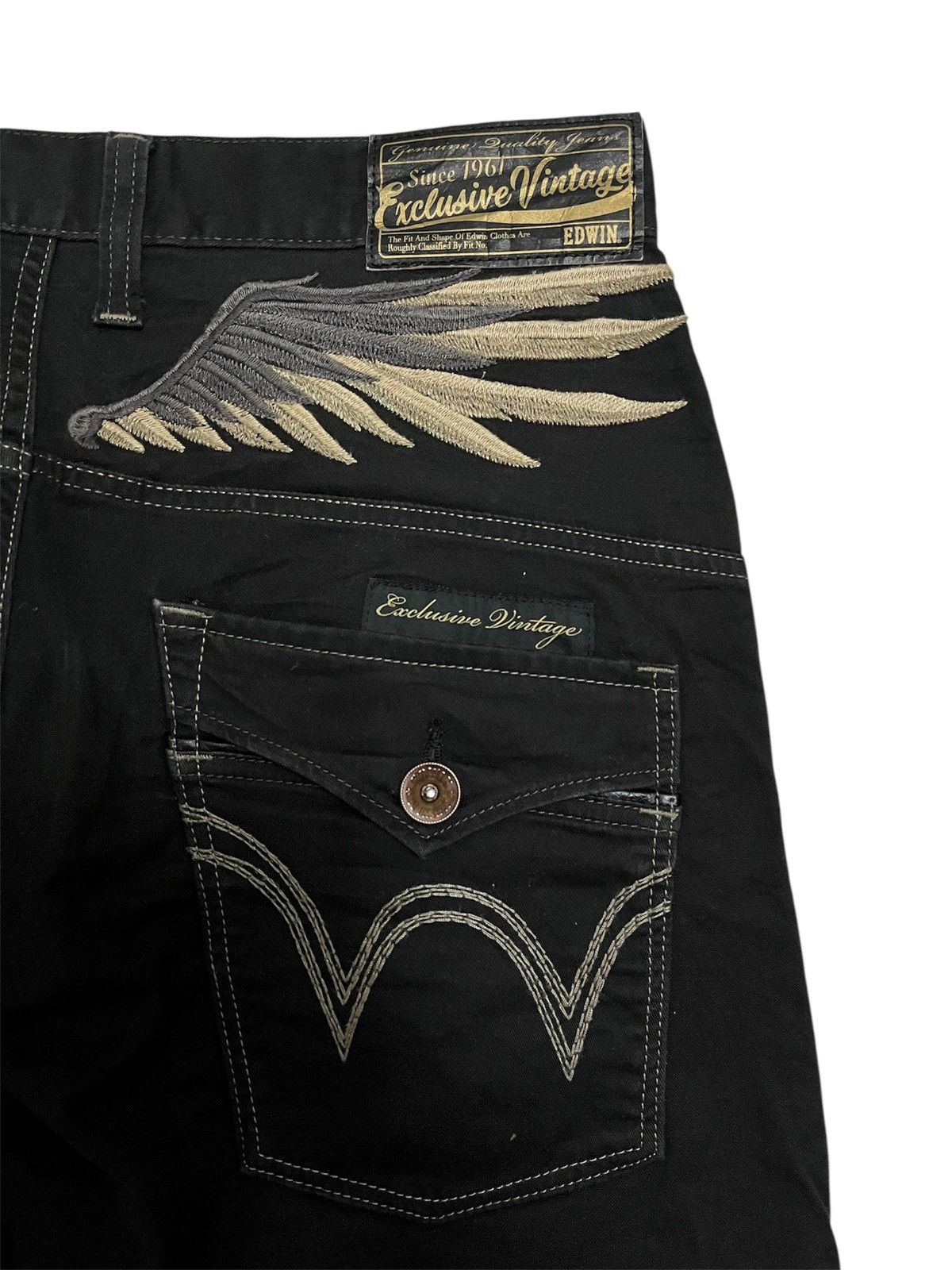 Hysteric Glamour RARE‼️Edwin Exclusive Vintage Black Pants Wings Embroidery Size US 32 / EU 48 - 9 Thumbnail