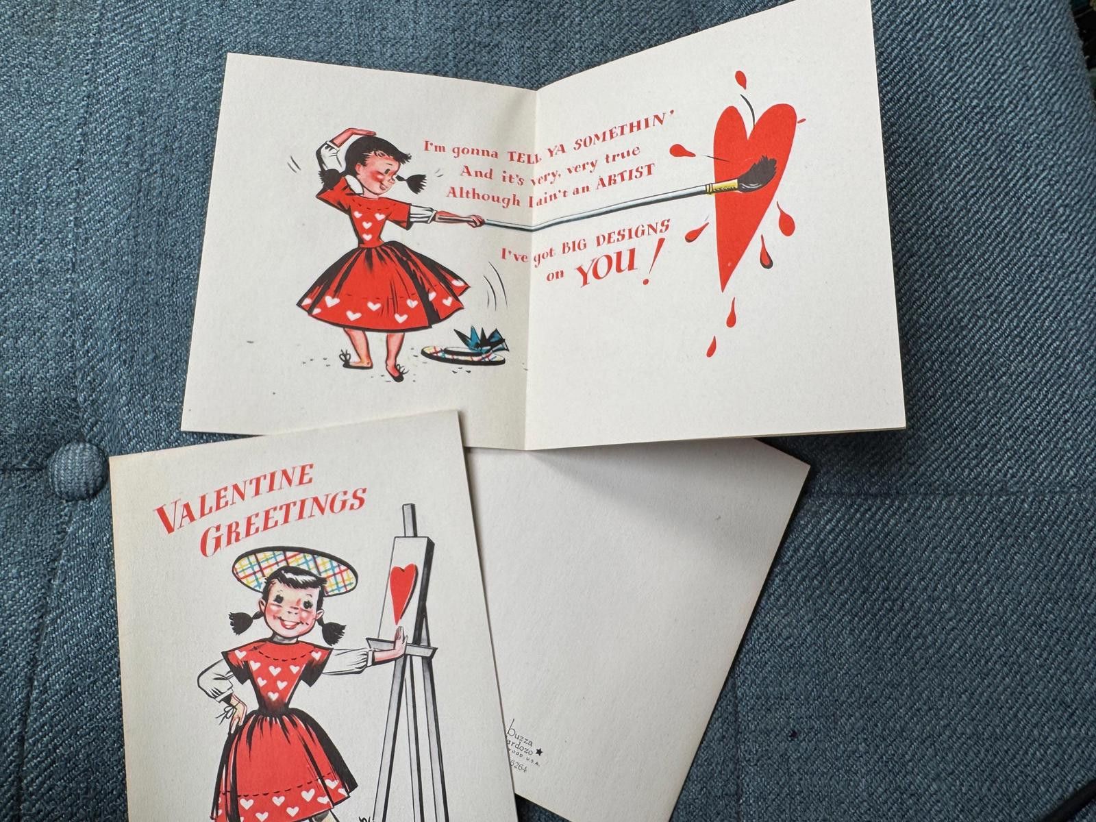 Designer Valentine card pinup girl painting a heart Buzza Cardozo Size ONE SIZE - 2 Thumbnail