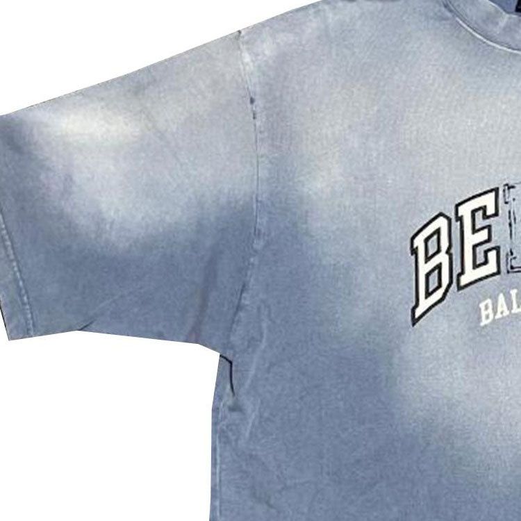 Balenciaga o1la1rc1a1224 Be Kind Oversized T-Shirt in Fadded Blue/White Size US L / EU 52-54 / 3 - 5 Thumbnail