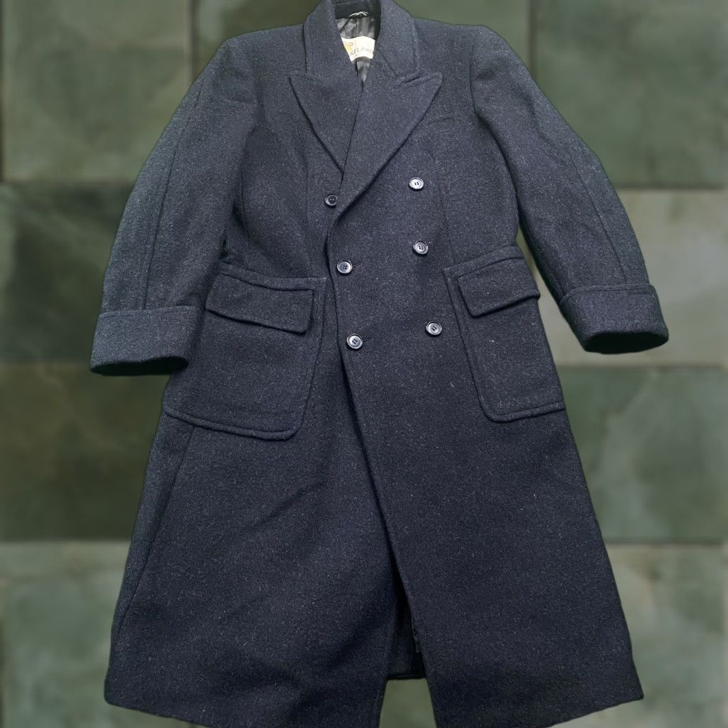 VINTAGE Lakeland Coat Mens 42 Blue Wool Overcoat Long Coat Jacket 60s 80s 90s USA Retro Southwestern Outdoor Hiking Hunting Walking USA Mens