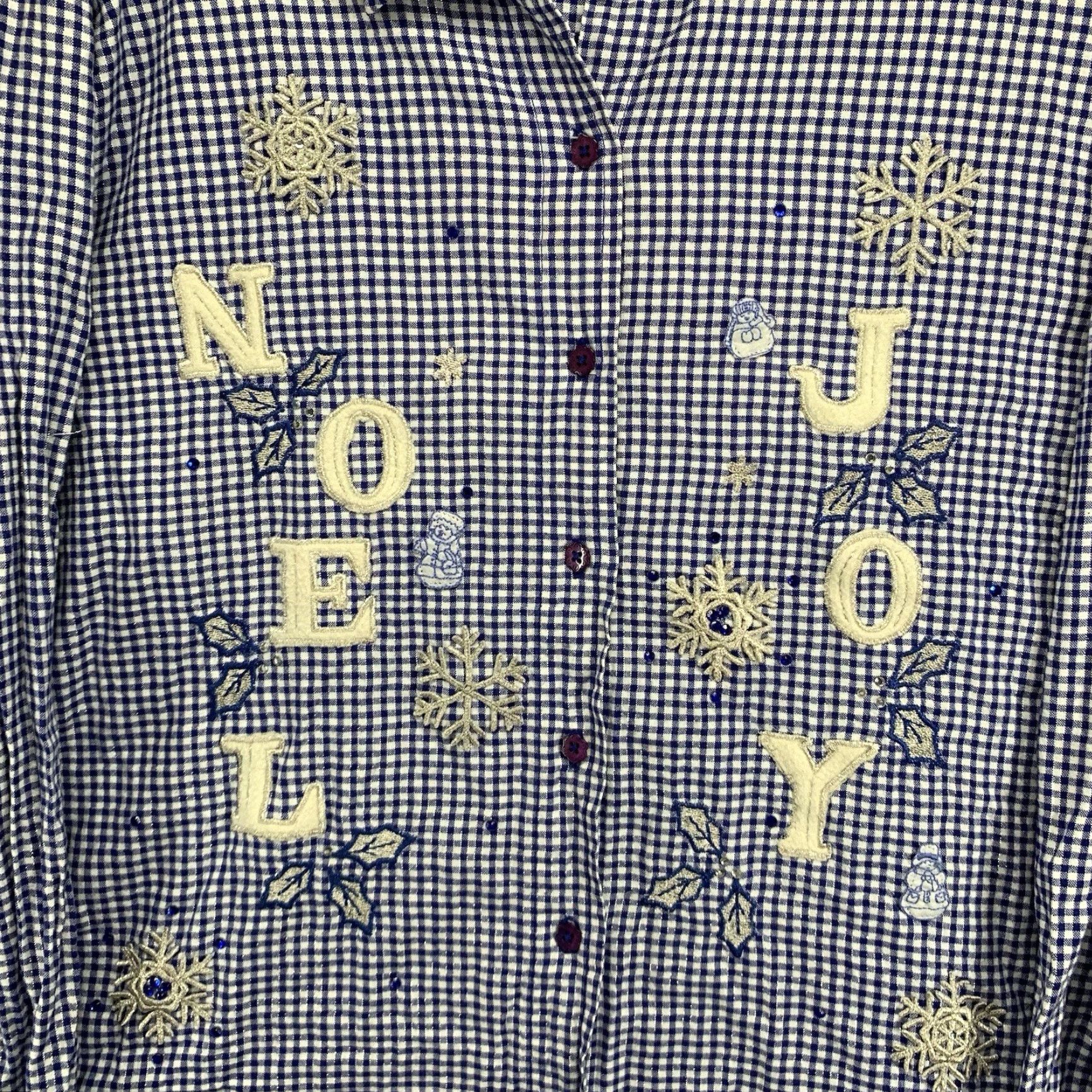 Vintage VINTAGE Bobbie Brooks Women's Plus Size Christmas Shirt 18W Blue Plaid Long Sleeve Sequin Snowmen Snowflakes Holiday Winter Size XXL / US 16-18 / IT 52-54 - 2 Thumbnail