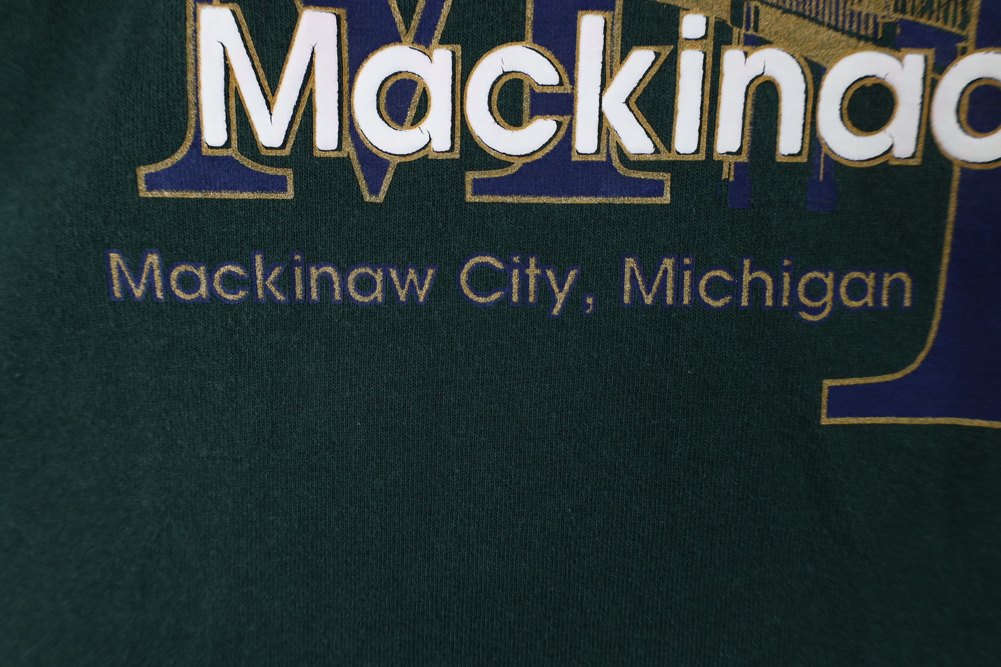 Vintage Vintage 90s Mackinac Bridge Long Sleeve T-Shirt Green Cotton Size US XL / EU 56 / 4 - 5 Thumbnail