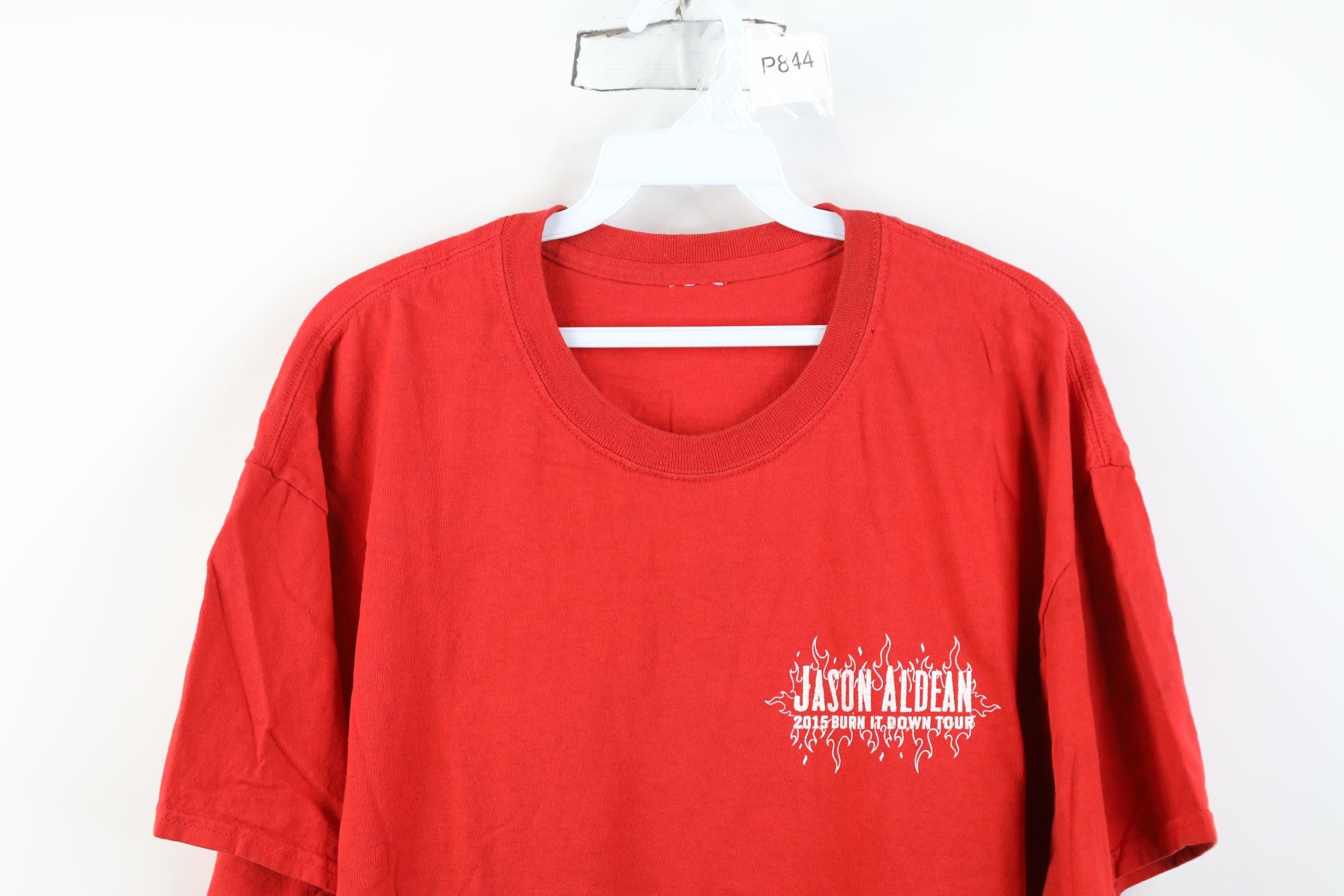 Vintage Y2K 2015 Burn It Down Tour Jason Aldean Band T-Shirt Red Size US XL / EU 56 / 4 - 2 Thumbnail