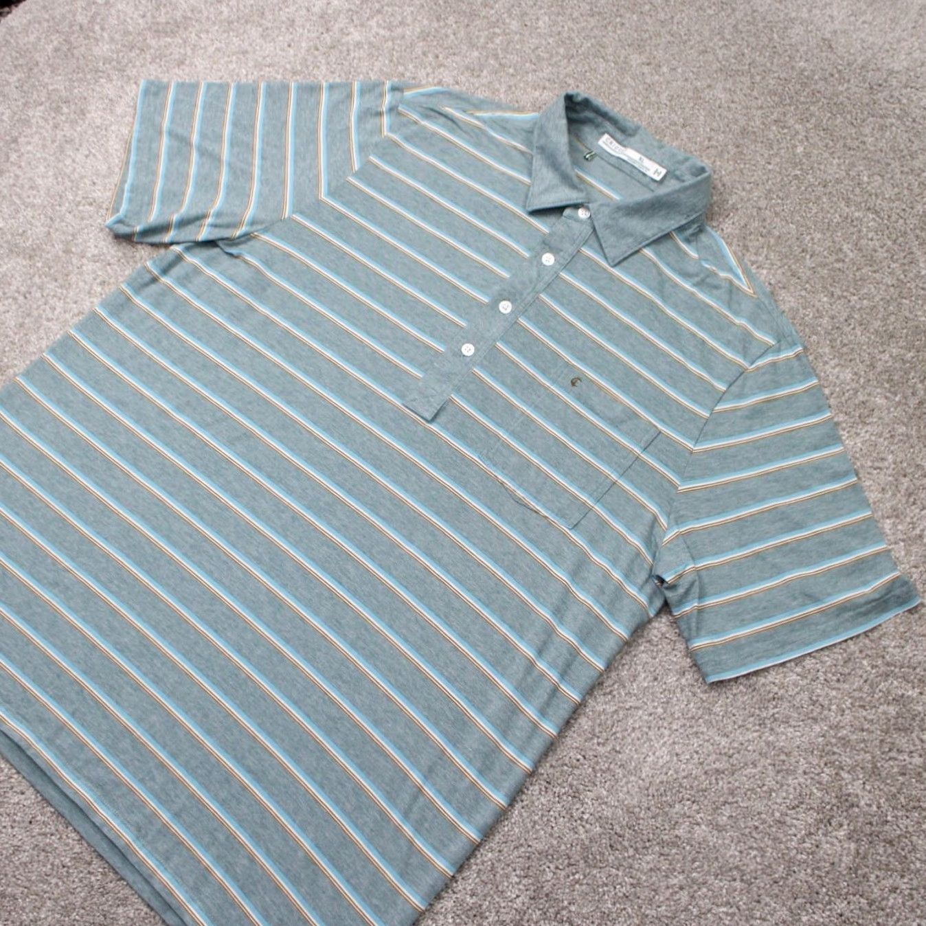 Vintage Criquet Polo Shirt Mens XL Blue/Green Pima Cotton Stretch Golf S/S 4 Button Size US XL / EU 56 / 4 - 3 Thumbnail