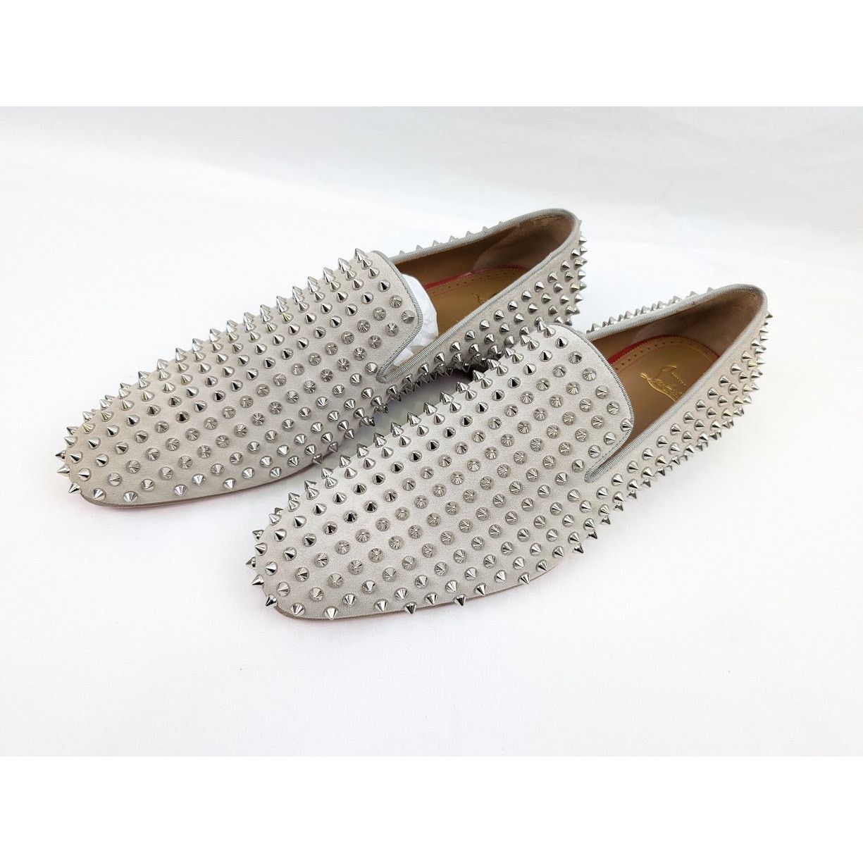 Christian Louboutin o1rshd1 Crosta Dandelion Spikes Flat Shoes in Goose/Silver Size US 12 / EU 45 - 19 Thumbnail