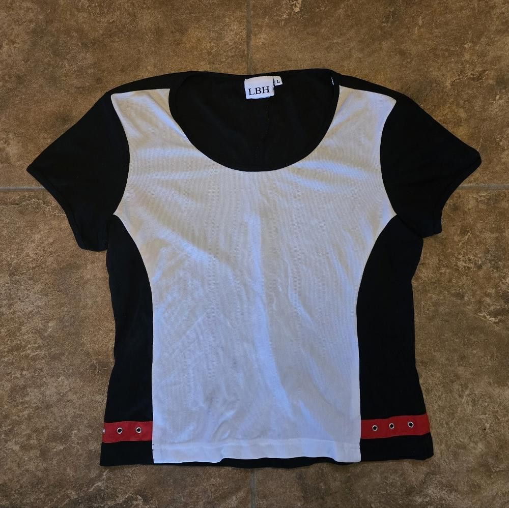 Designer Black White Colorblock LBH Short Sleeve Size L / US 10 / IT 46 - 1 Thumbnail