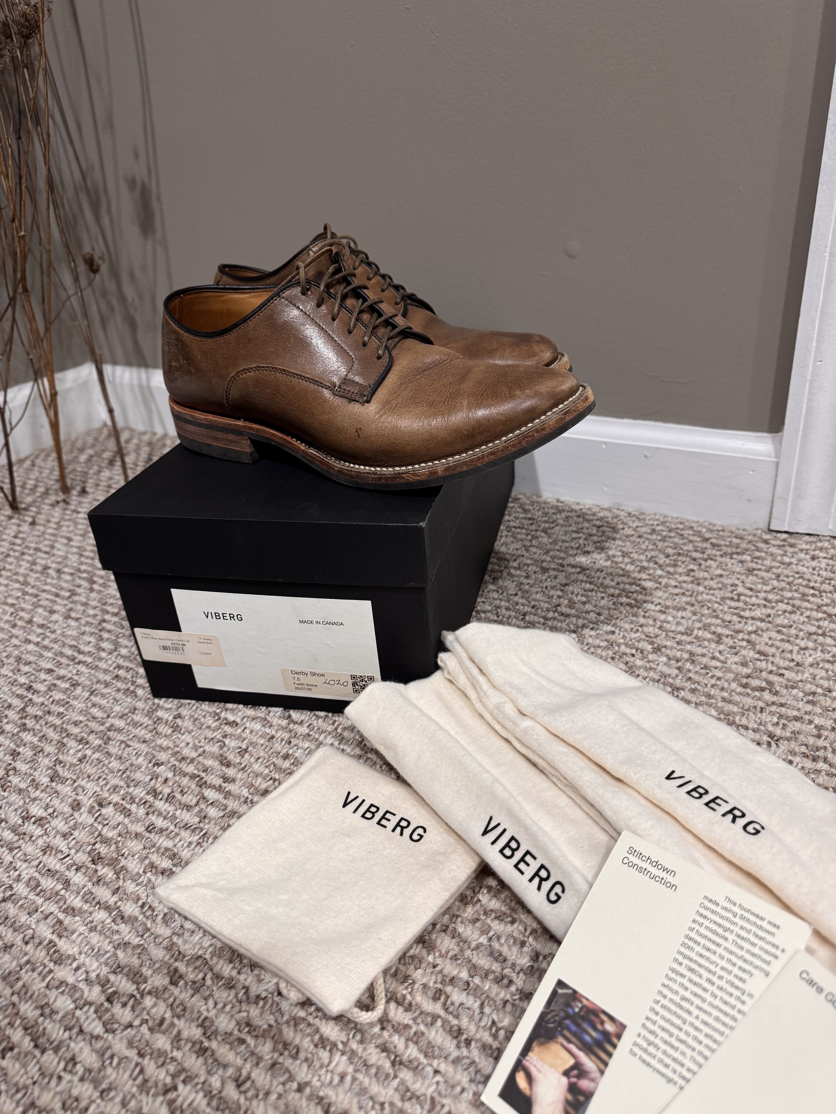 Viberg Derby Shoe Stone Oiled Calf Size US 7.5 / EU 40-41 - 1 Thumbnail