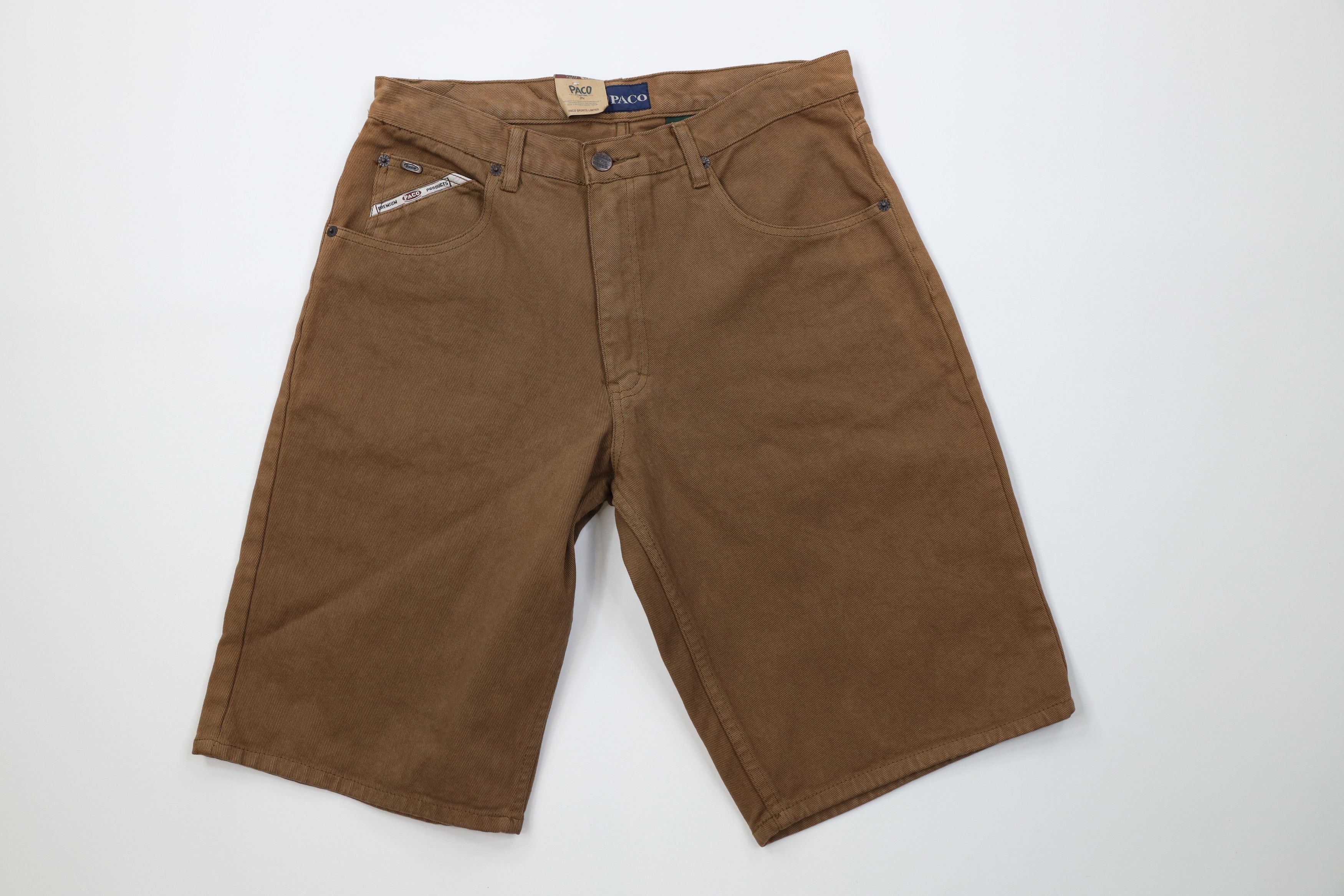 Vintage Deadstock Vintage 90s Paco Hip Hop Denim Jean Shorts Brown Size US 30 / EU 46 - 1 Thumbnail