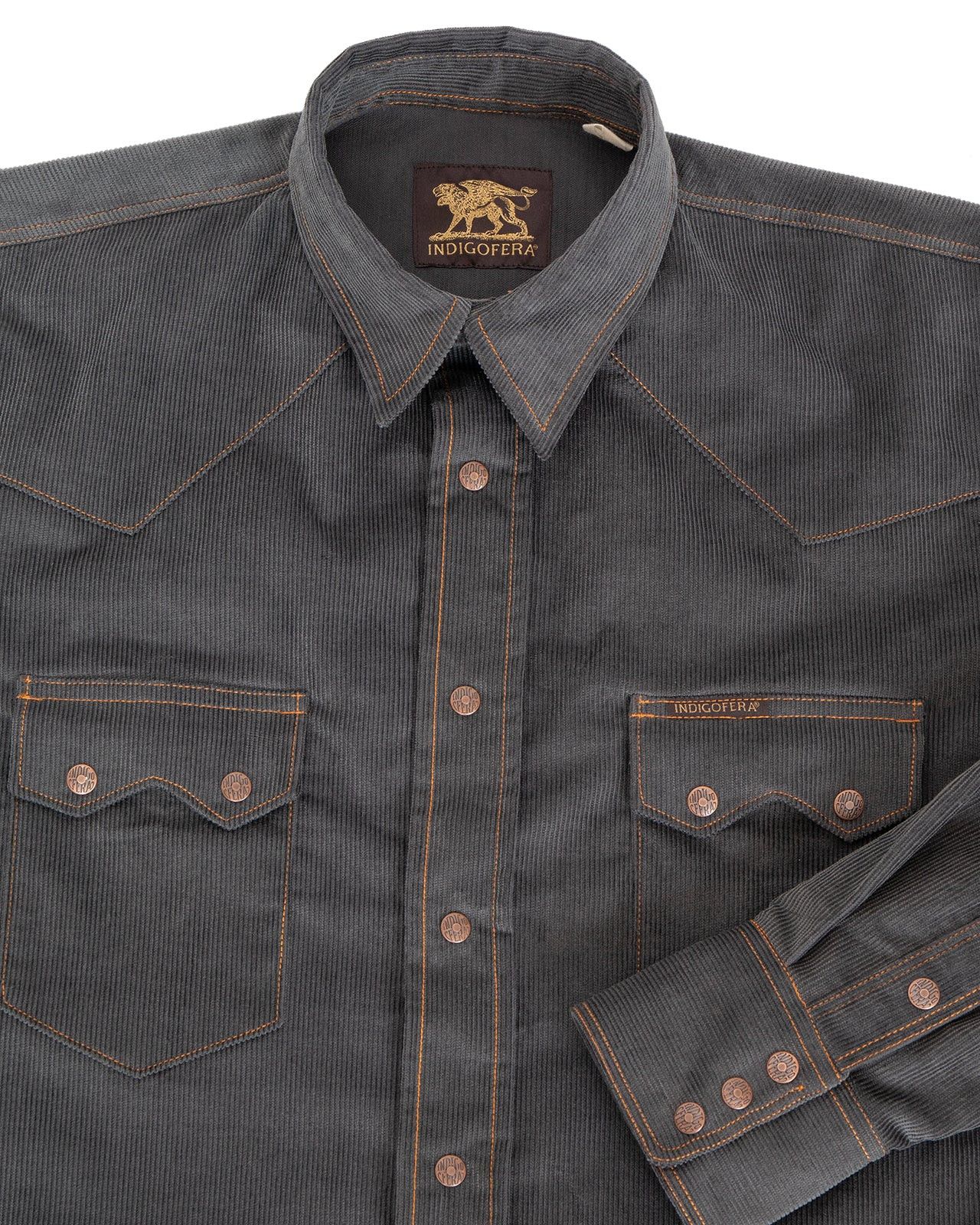 Designer × Indigofera Indigofera Ryman Corduroy Shirt - Steel Grey Size US L / EU 52-54 / 3 - 2 Thumbnail