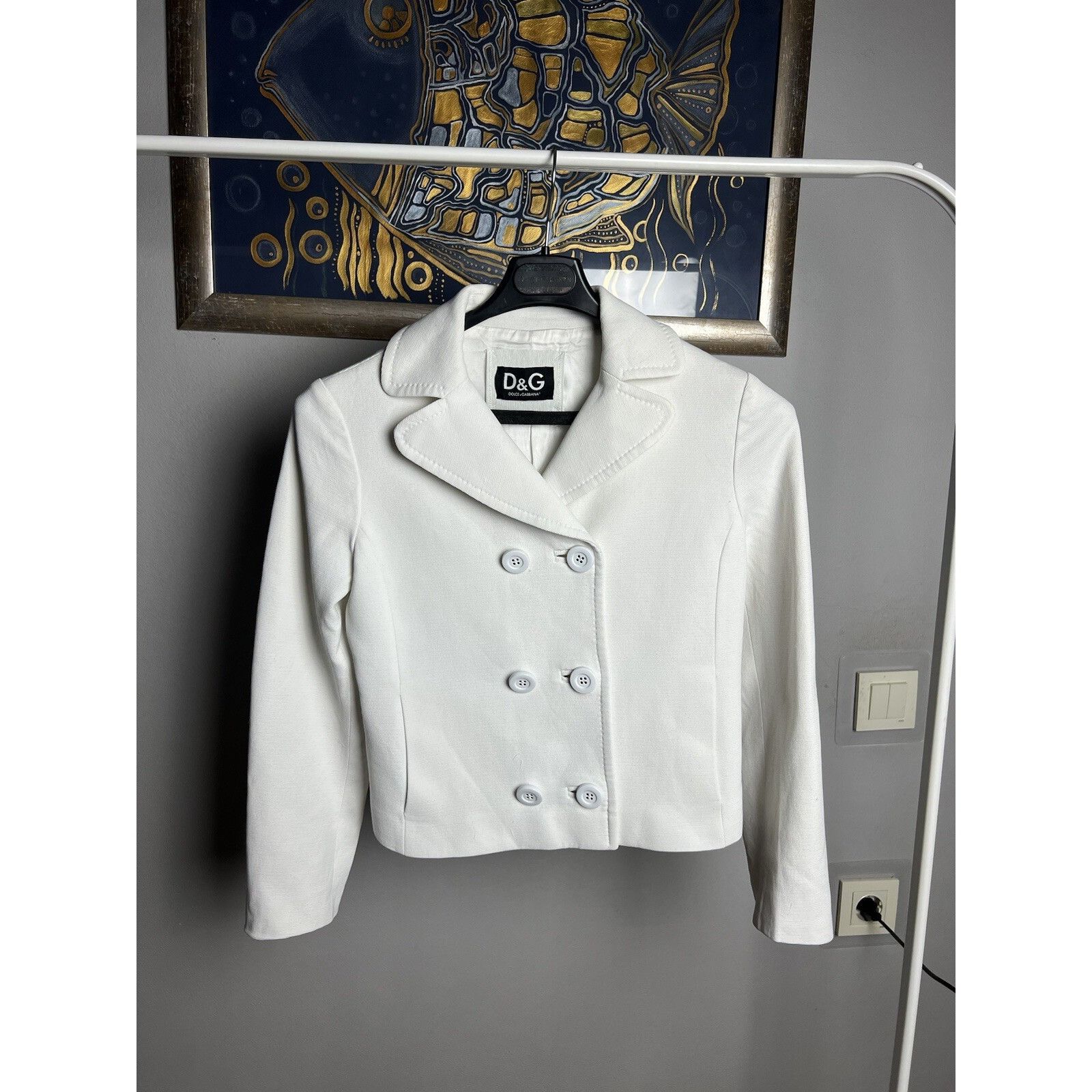 Dolce & Gabbana Dolce&Gabbana White Double Breasted Cropped Pea Coat Jacket Size M / US 6-8 / IT 42-44 - 1 Thumbnail