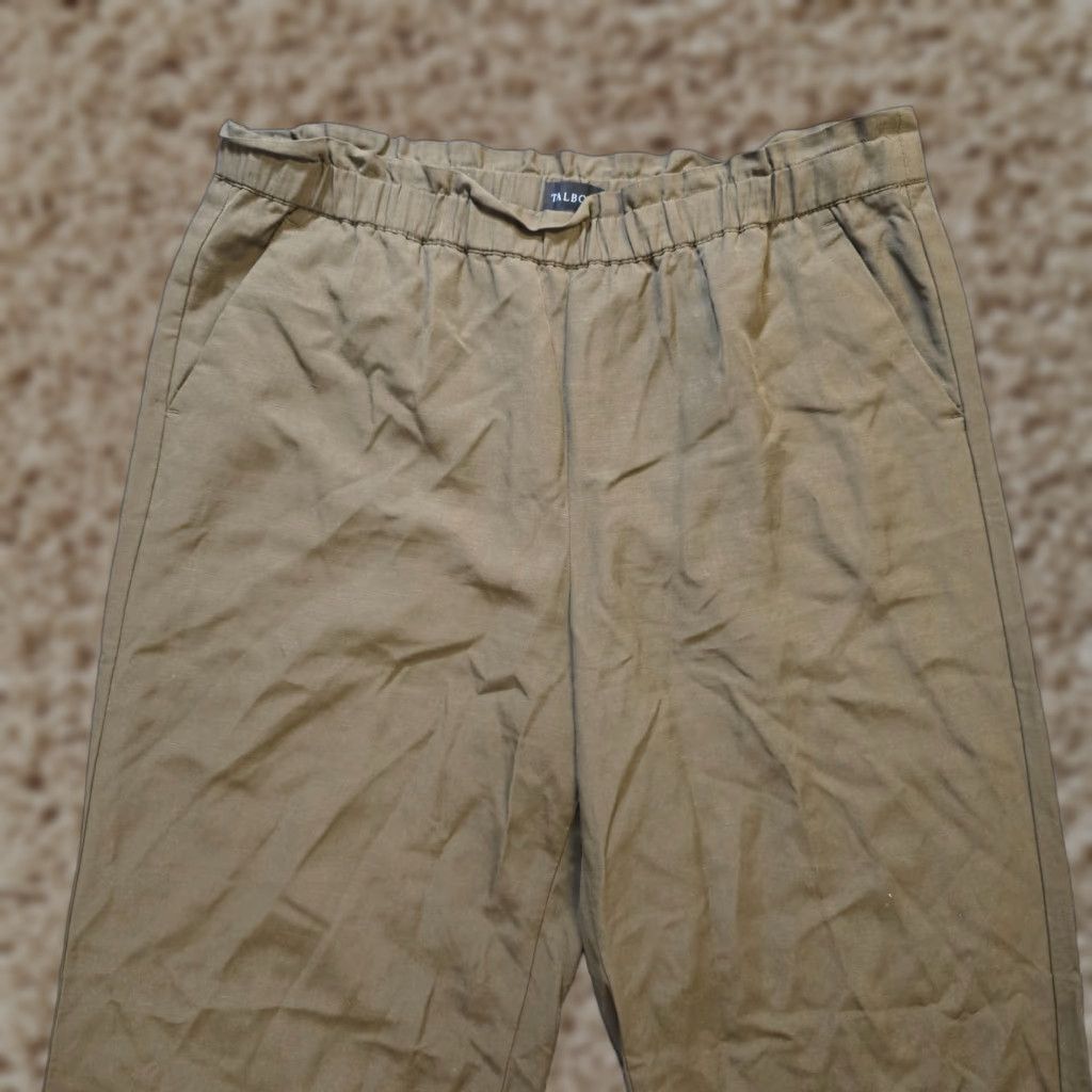 Talbots Talbots Pants Womens Large Brown Green Linen Blend Wide Leg Pull On Pockets Regular Inseam 26 in Dress Pants Mens Womens Boys Girls Size 25" / US 0 / IT 36 - 1 Thumbnail