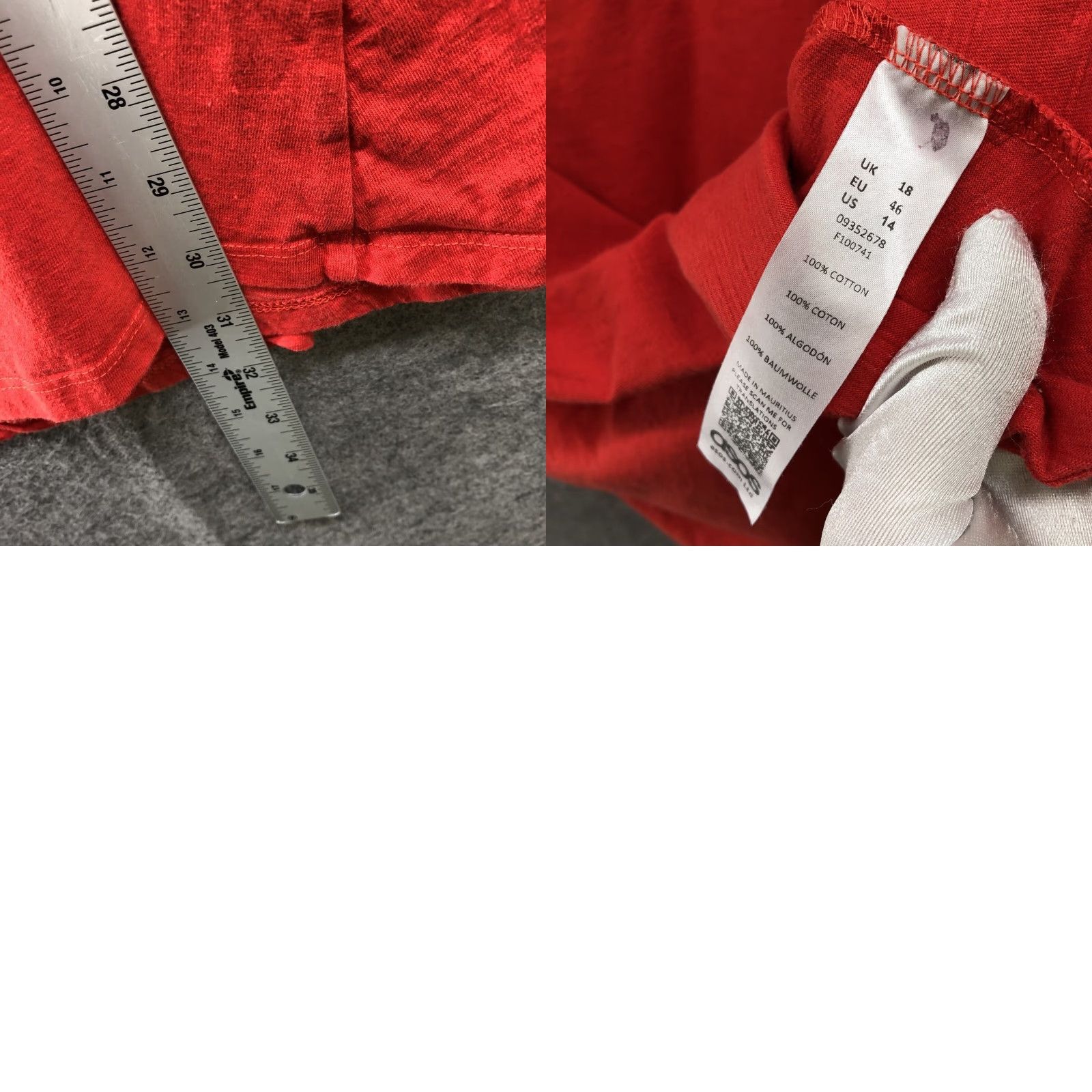 Asos ASOS Square Neck Mini Dress Size 14 Red Ruffle Short Sleeve Swing Cotton Size 36" / US 14 / IT 50 - 8 Thumbnail
