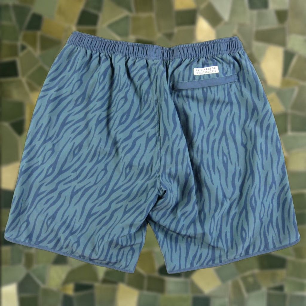 Vintage Fair Harbor Men L Blue Stripe Wave Lined Pocket Stretch Golf Hike Active Shorts Size US 33 - 1 Thumbnail