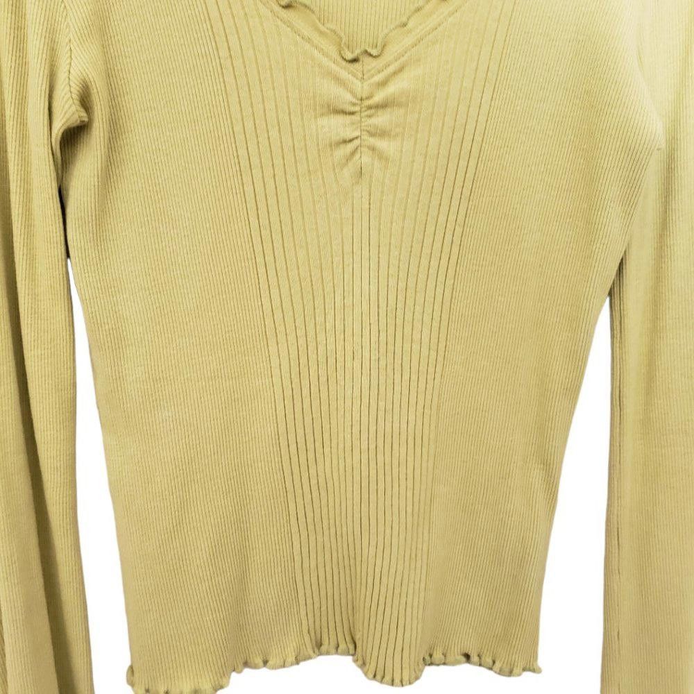 Designer CT1236 Ladies Calvin Klein Green V-neck long sleeve T-shirt Size L / US 10 / IT 46 - 5 Thumbnail