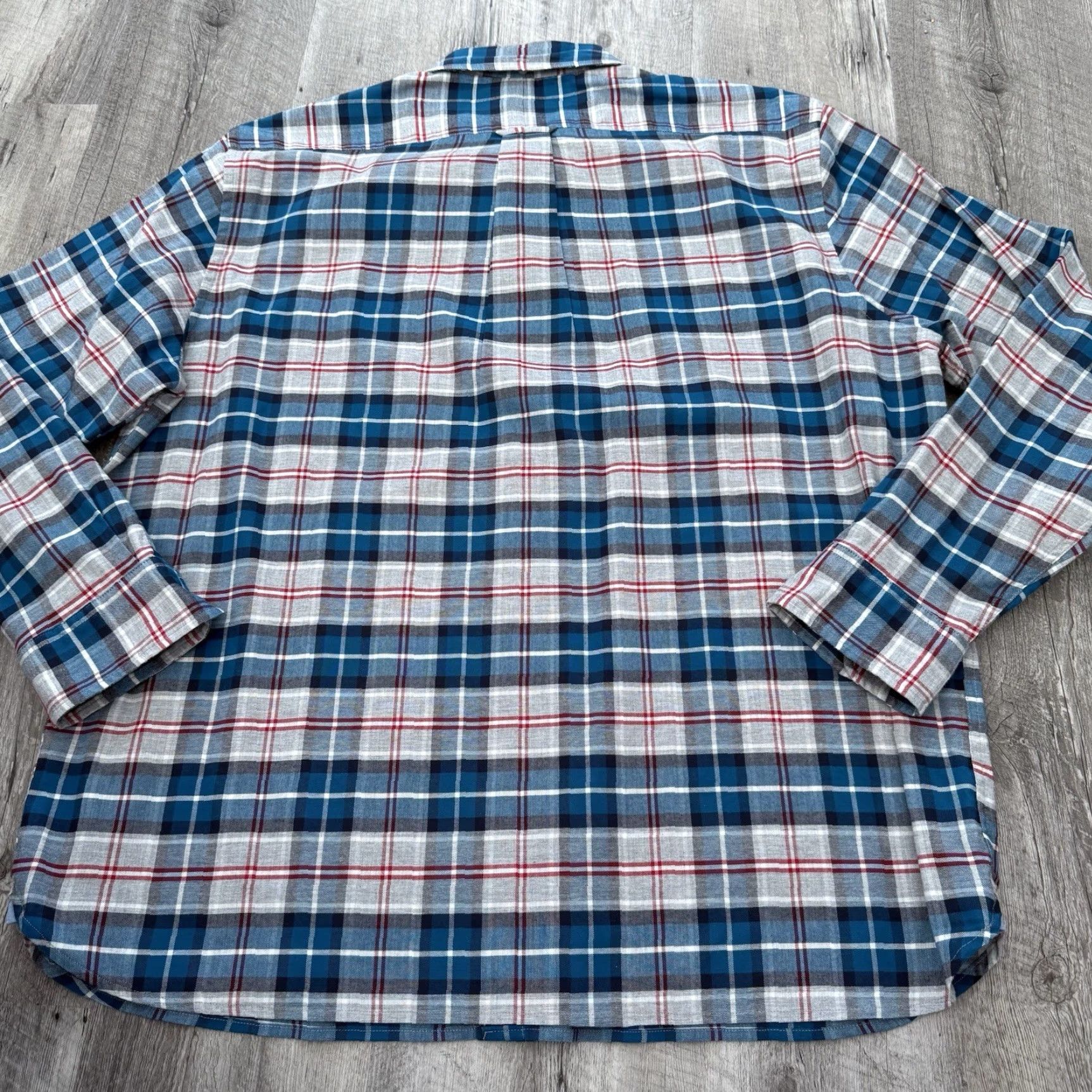 Lands' End Lands' End Sail Rigger Oxford Shirt Mens XL Teal Gray Check Traditional Fit Size US XL / EU 56 / 4 - 5 Thumbnail