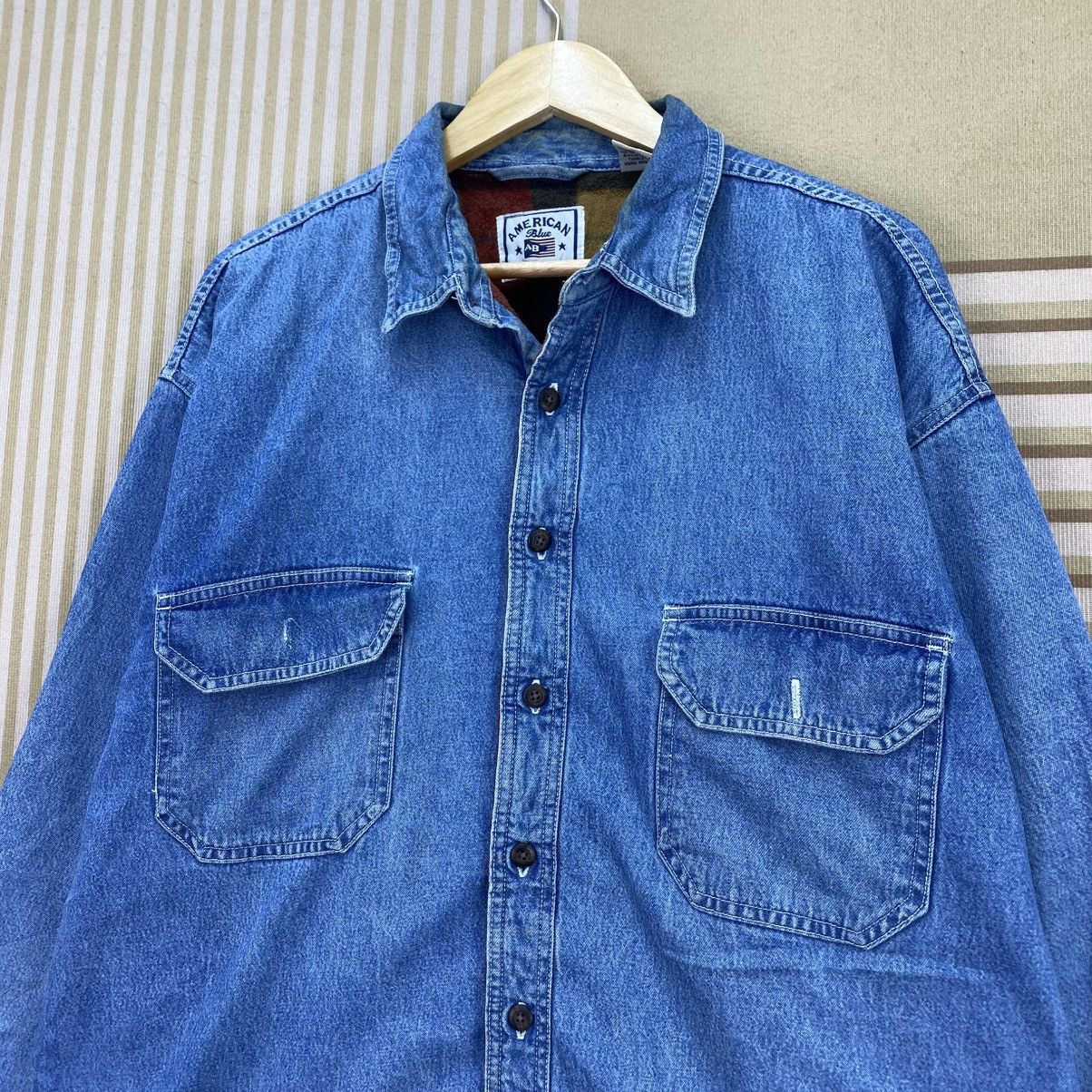 American Apparel 🫶Vintage america blue fleece lined Denim Shirt Jackey Size US M / EU 48-50 / 2 - 3 Thumbnail