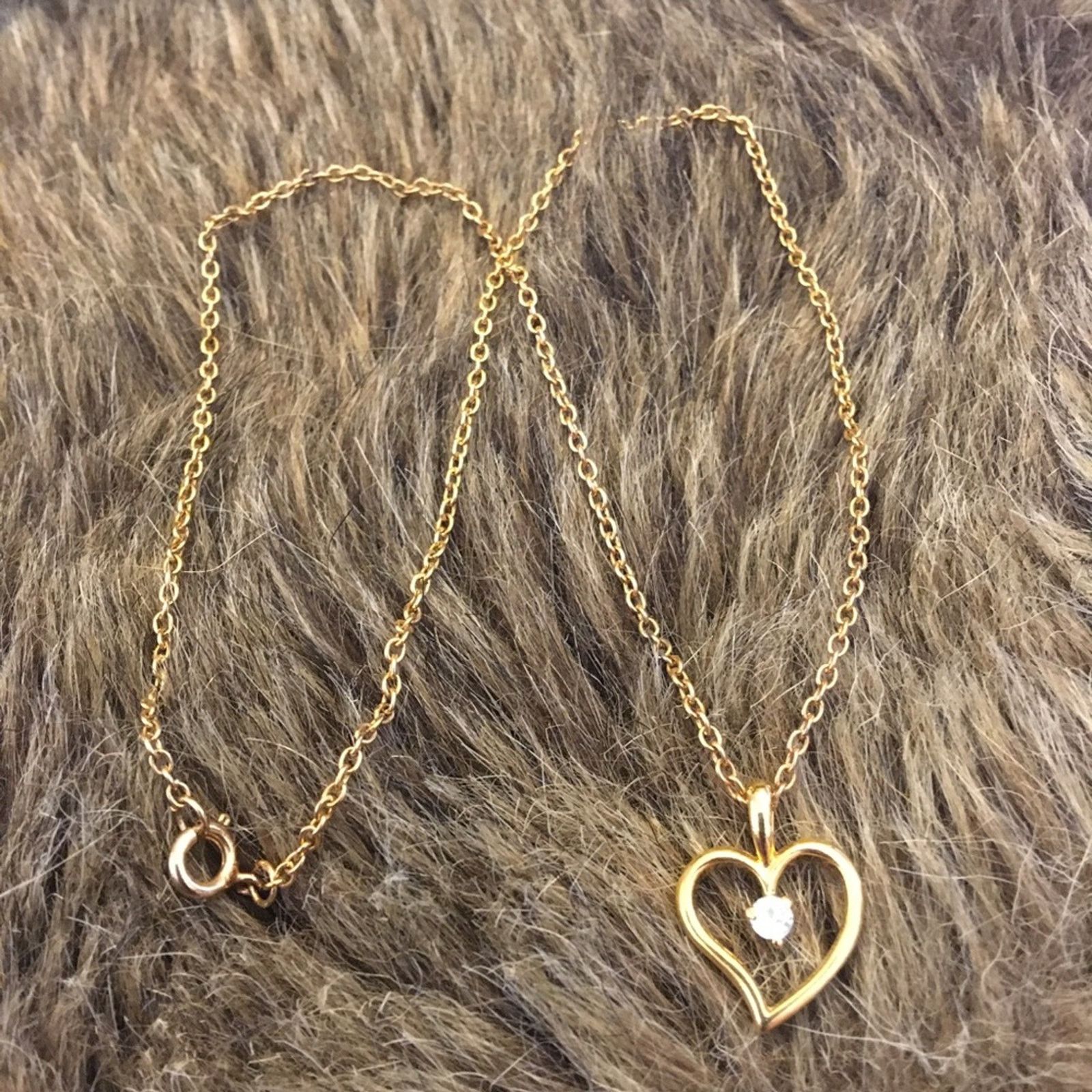 Vintage Vintage 80s gold tone cz heart pendant on chain Size ONE SIZE - 9 Thumbnail